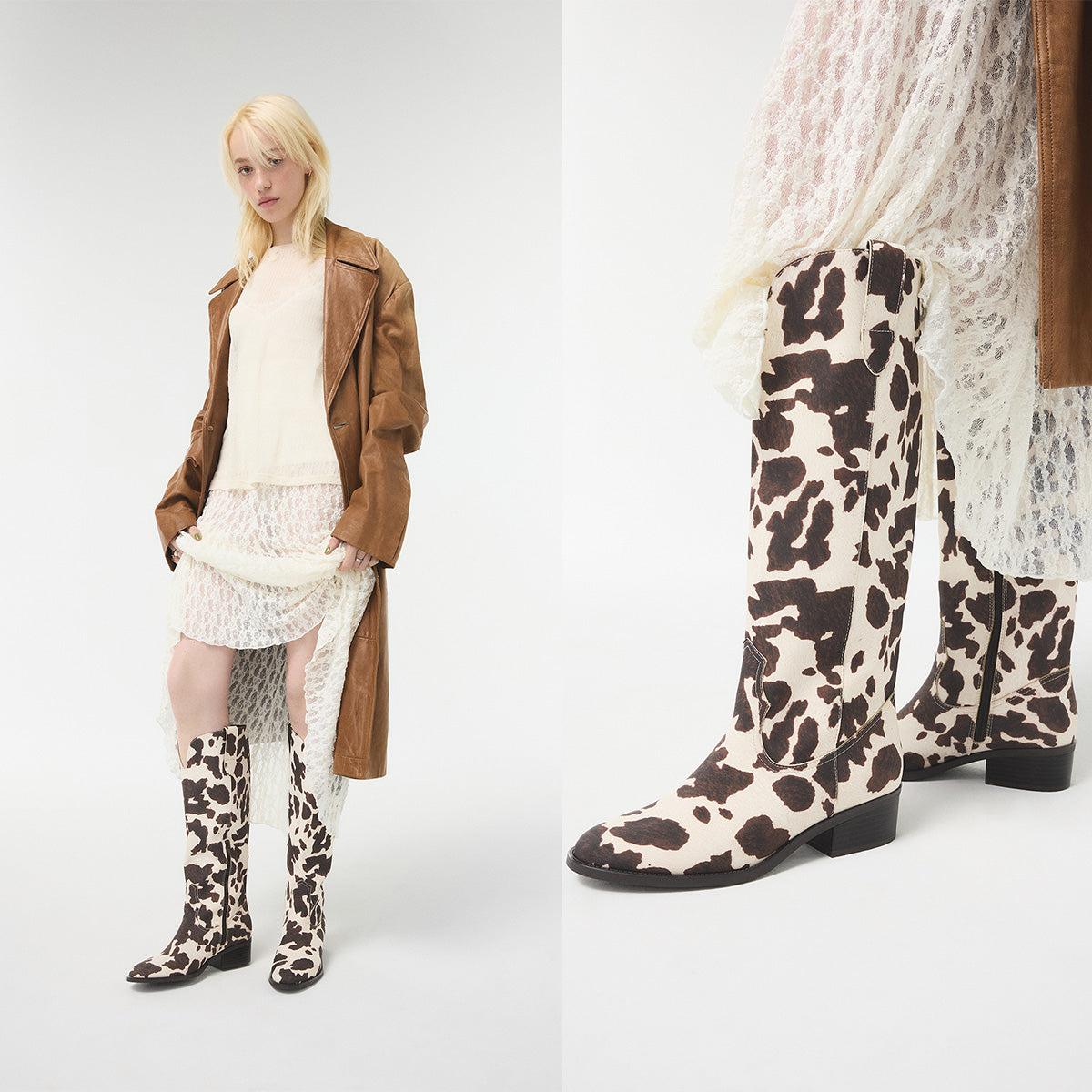 Bottes western à imprimé vache Kaydia pour femmes