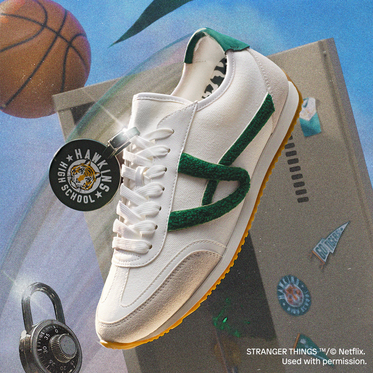 Men's white sneakers from Stranger Things x ALDO collection