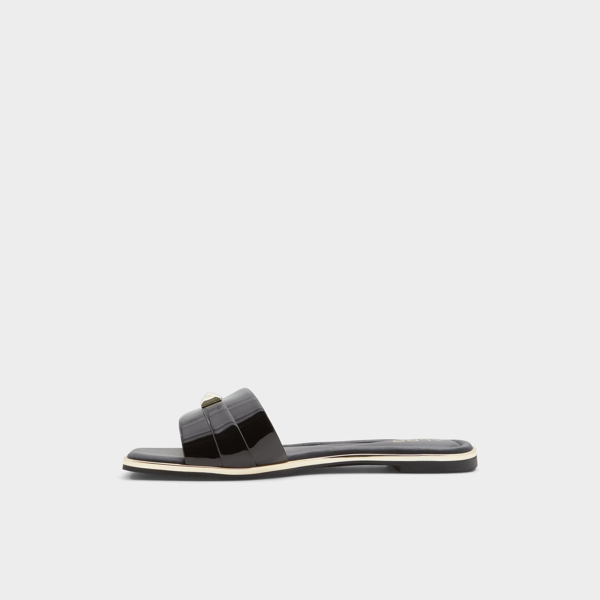 Side view of Black Darine Slide sandal