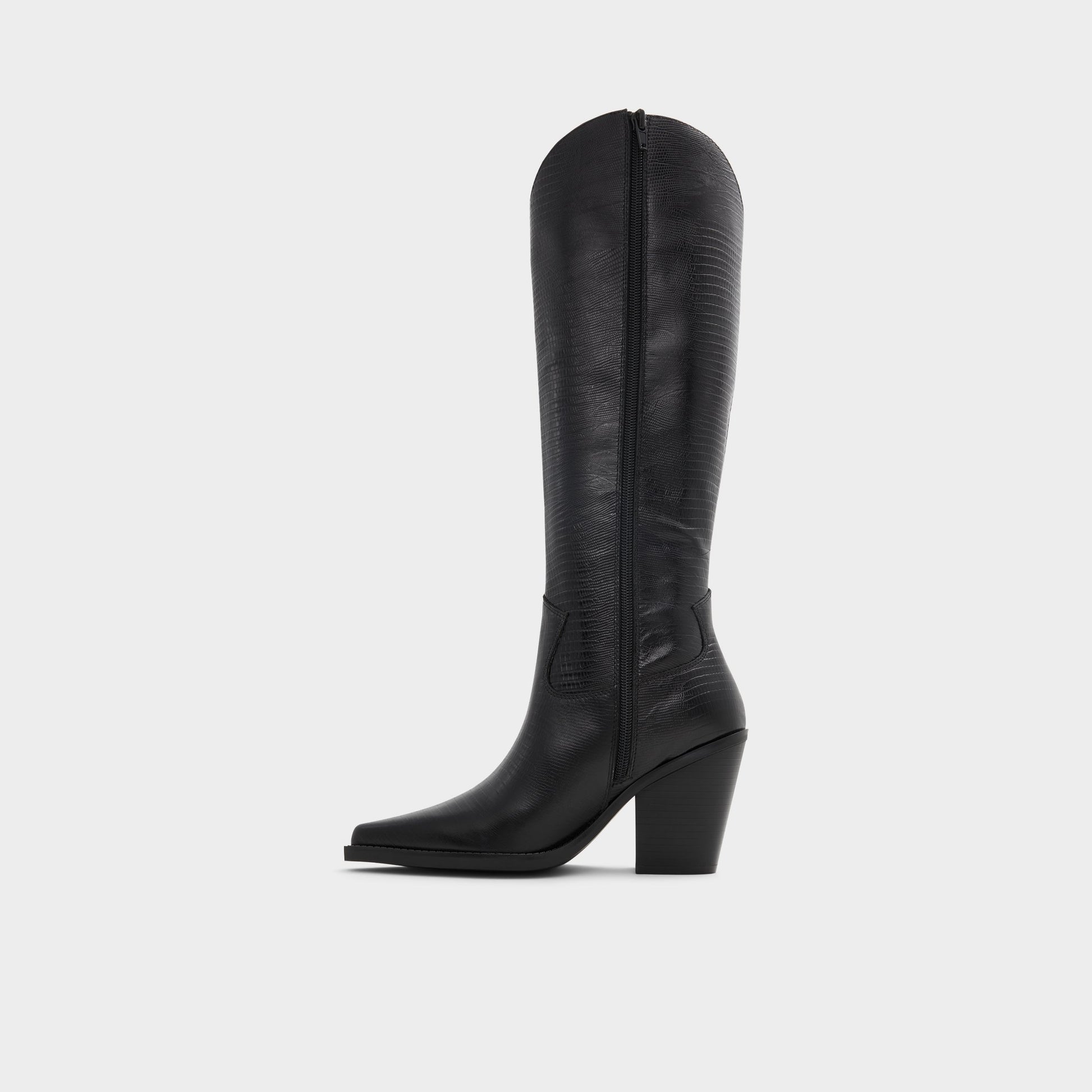 Side view of Black Nevada Western knee-high boot