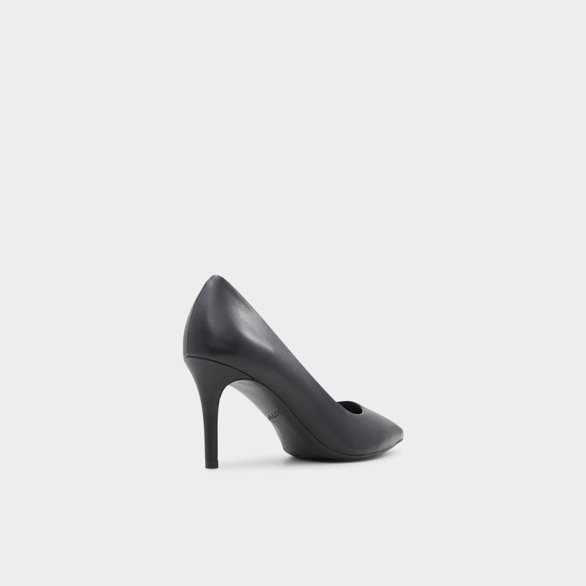 Three-quarter angle of Black Sereniti Black stiletto Pump's back side