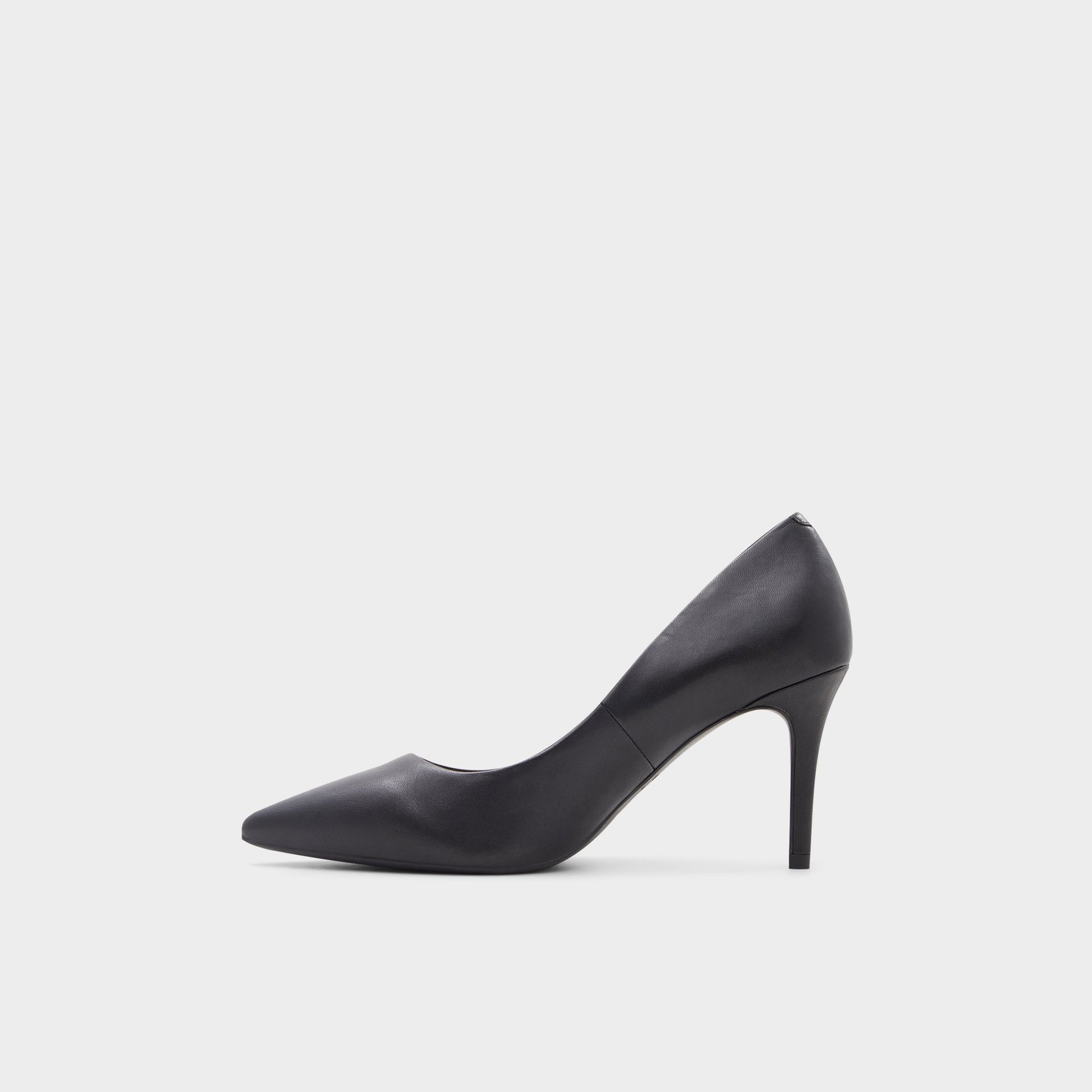 Side view of Black Sereniti Black stiletto Pump