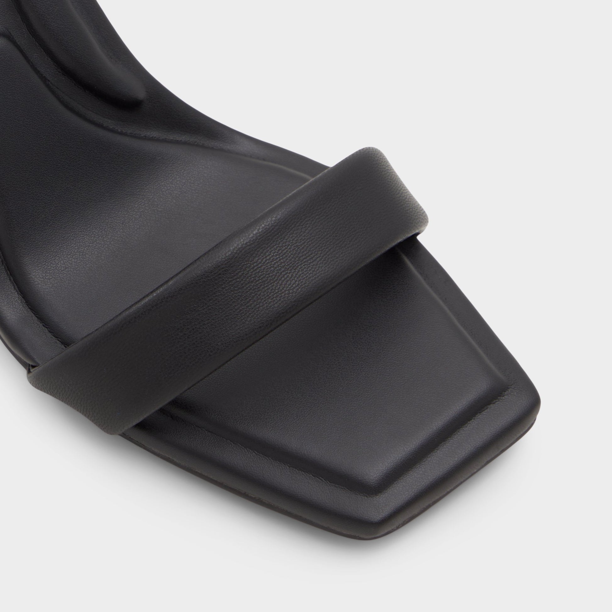 Close-up of the Black Aurorai Strappy heeled sandal