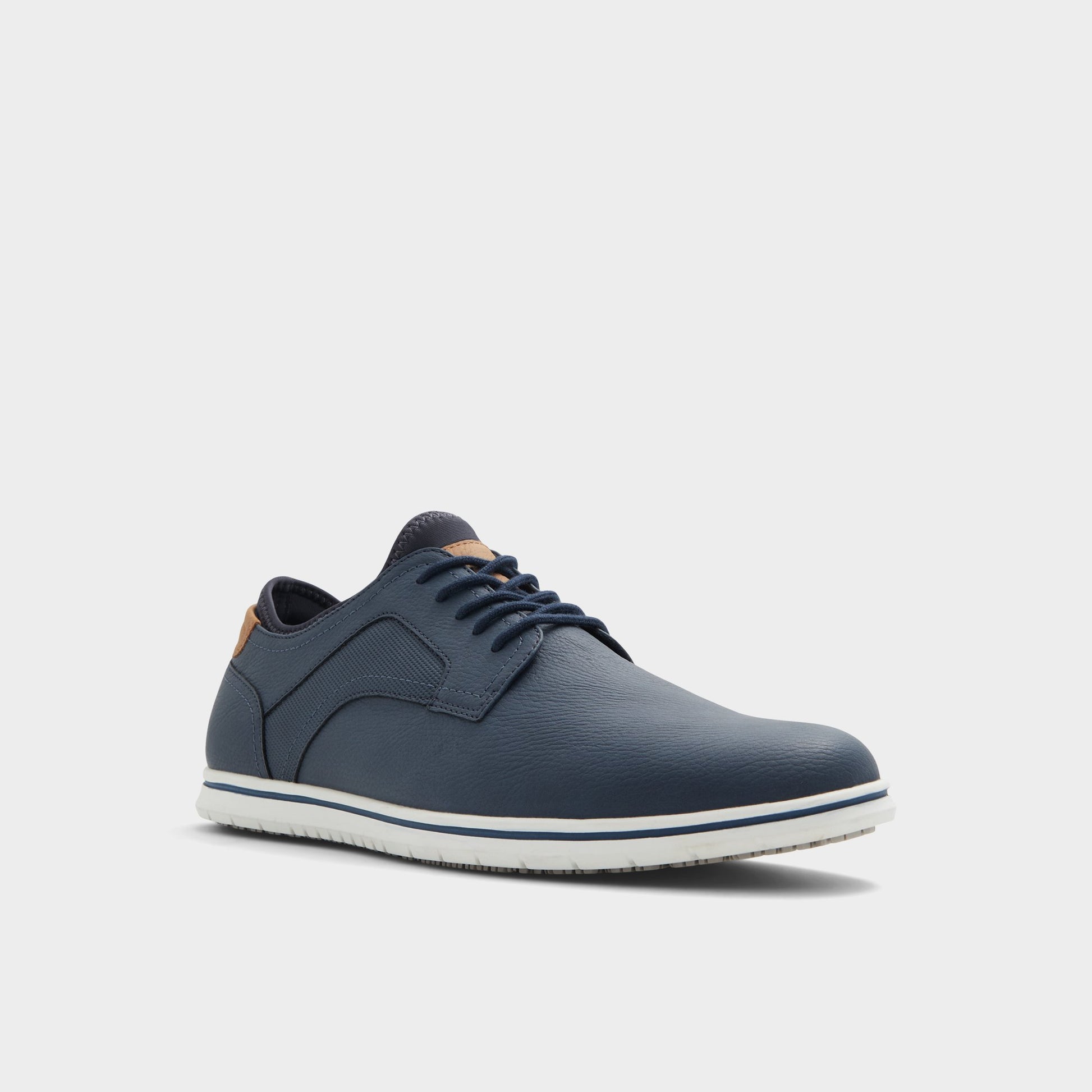 Three-quarter angle of Navy Drymos Oxford shoe's front side