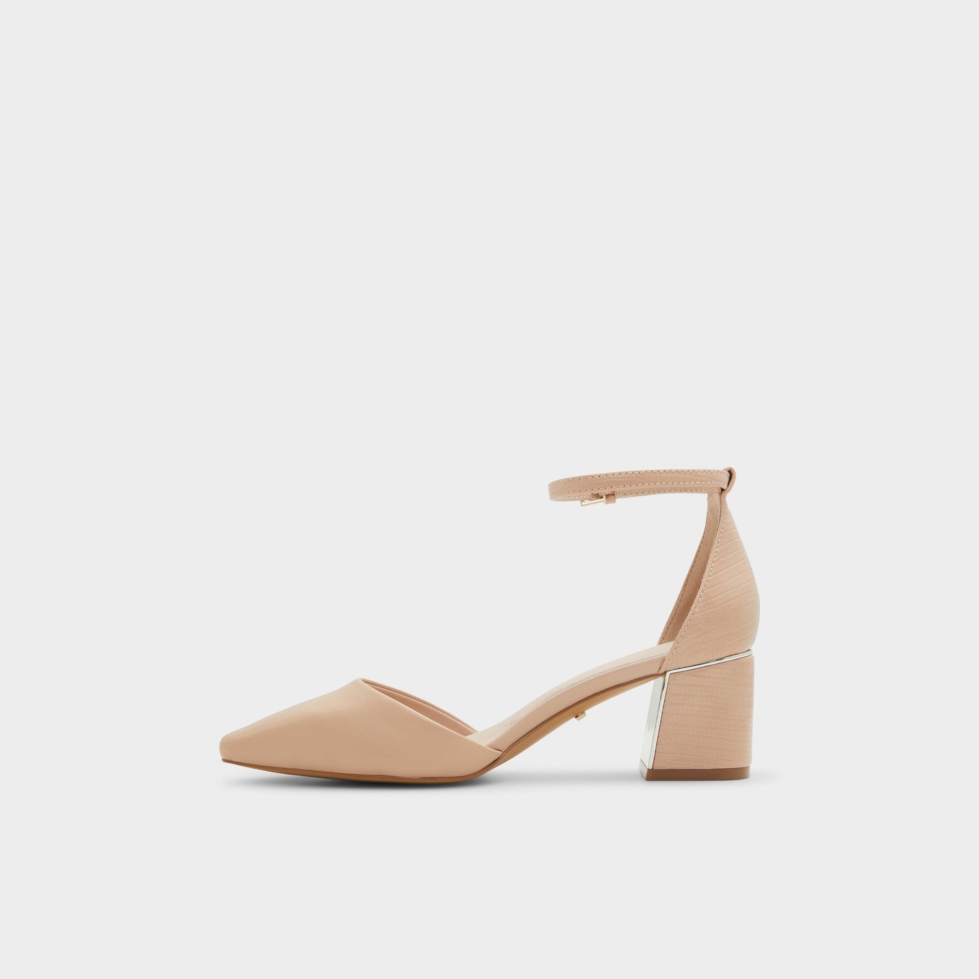 Side view of Bone Tinctum Strappy block heel