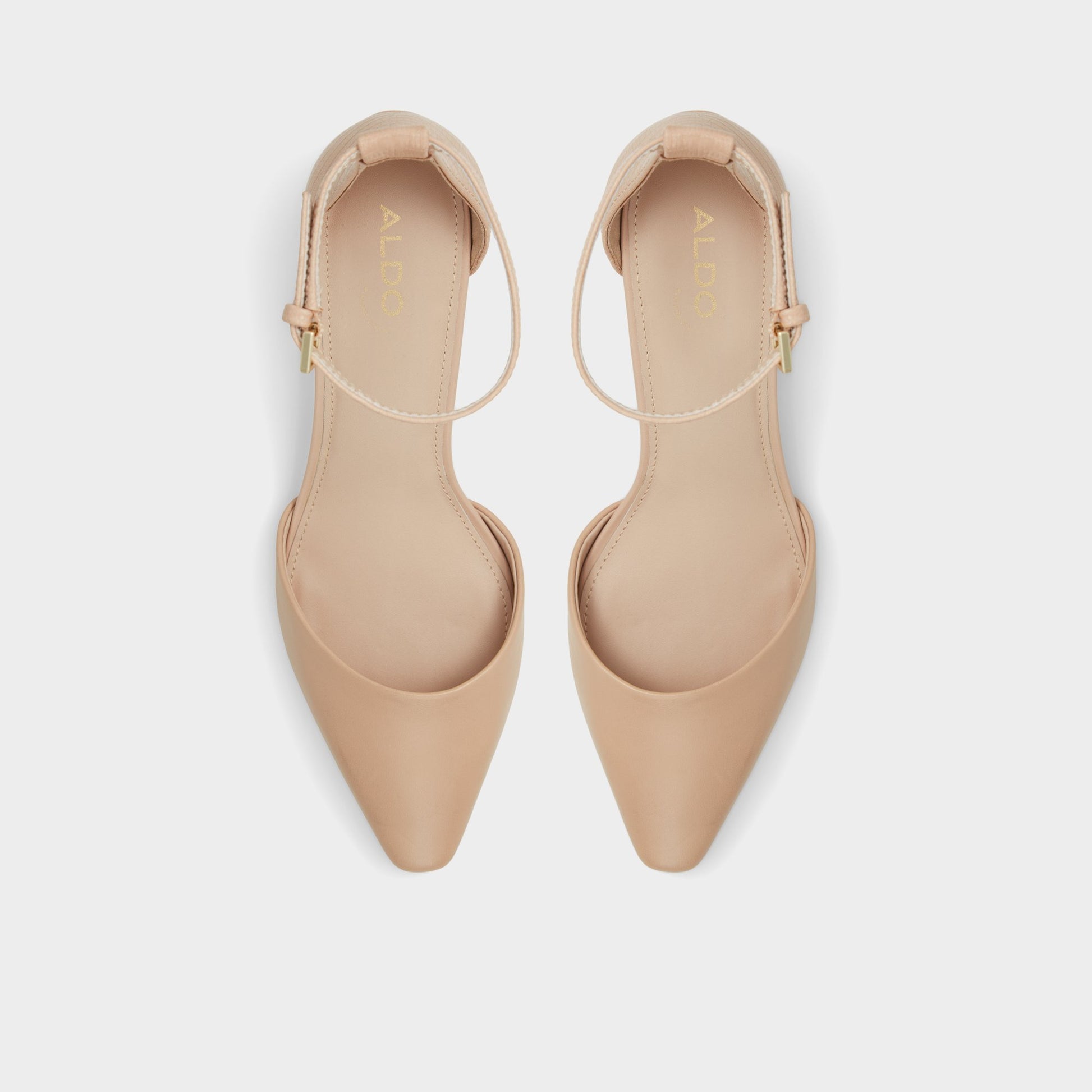 Top-down view of the Bone Tinctum Strappy block heel