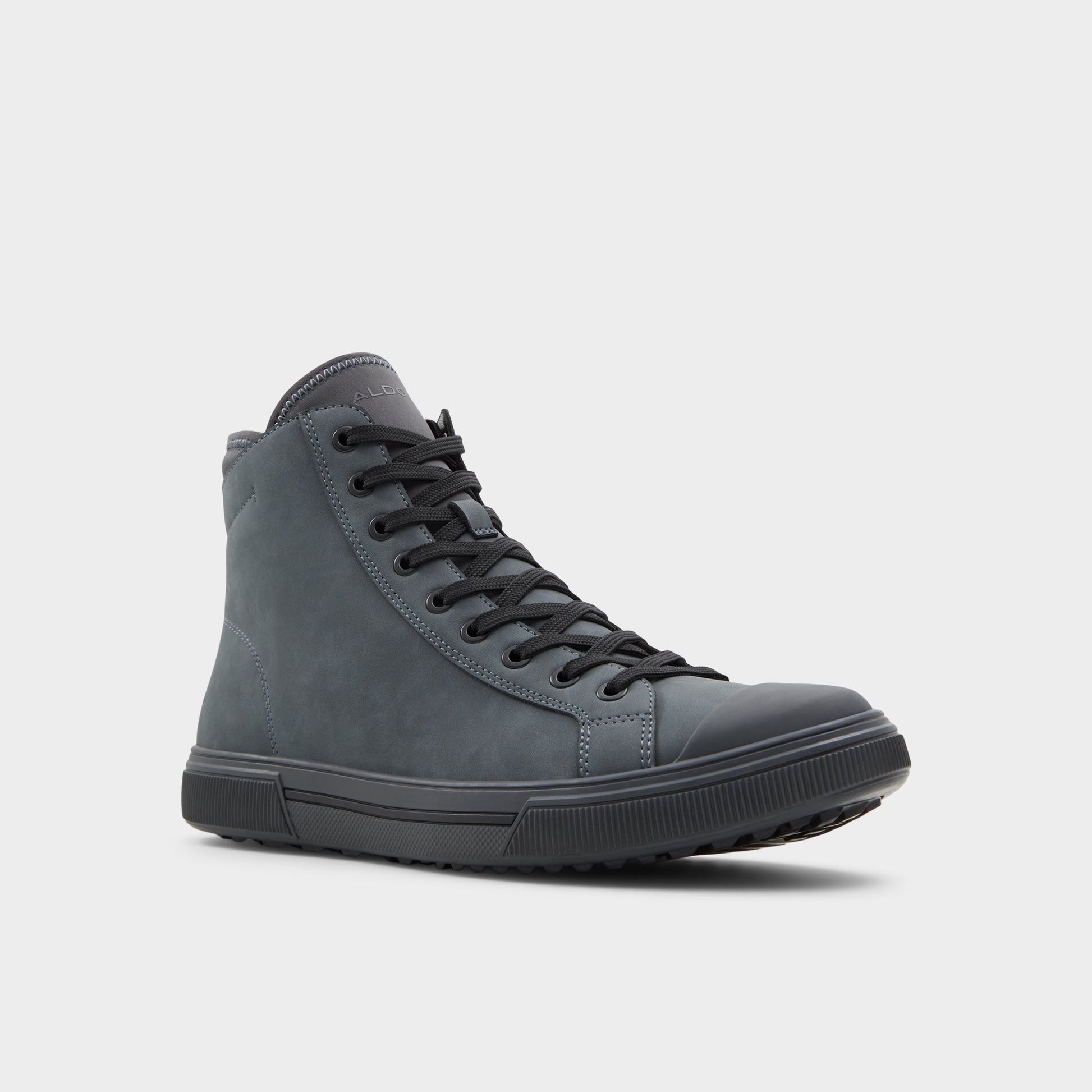 Three-quarter angle of Dark Grey Estanqueiro Lace-up boot's front side