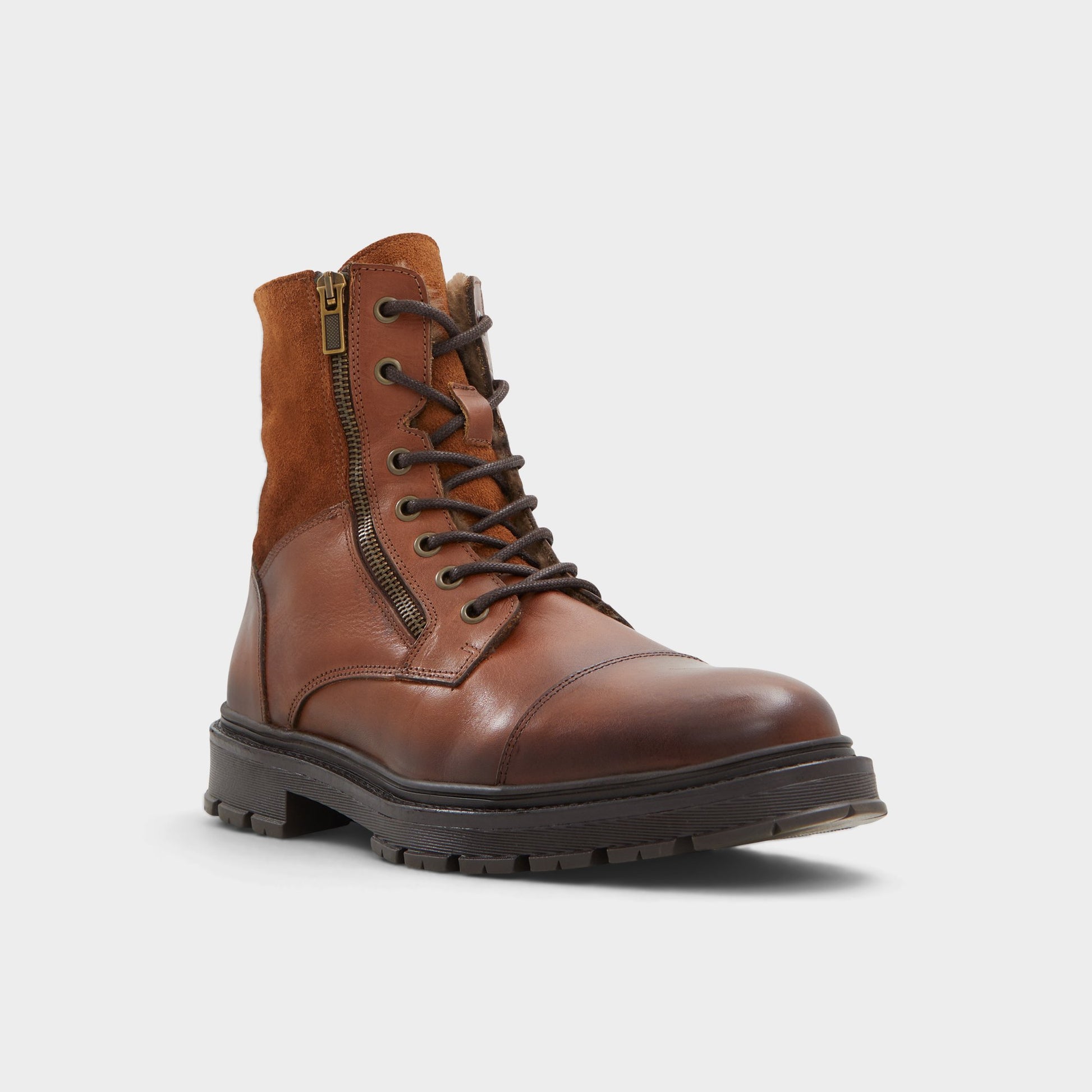 Three-quarter angle of Cognac Aaren-l Lace-up boot's front side