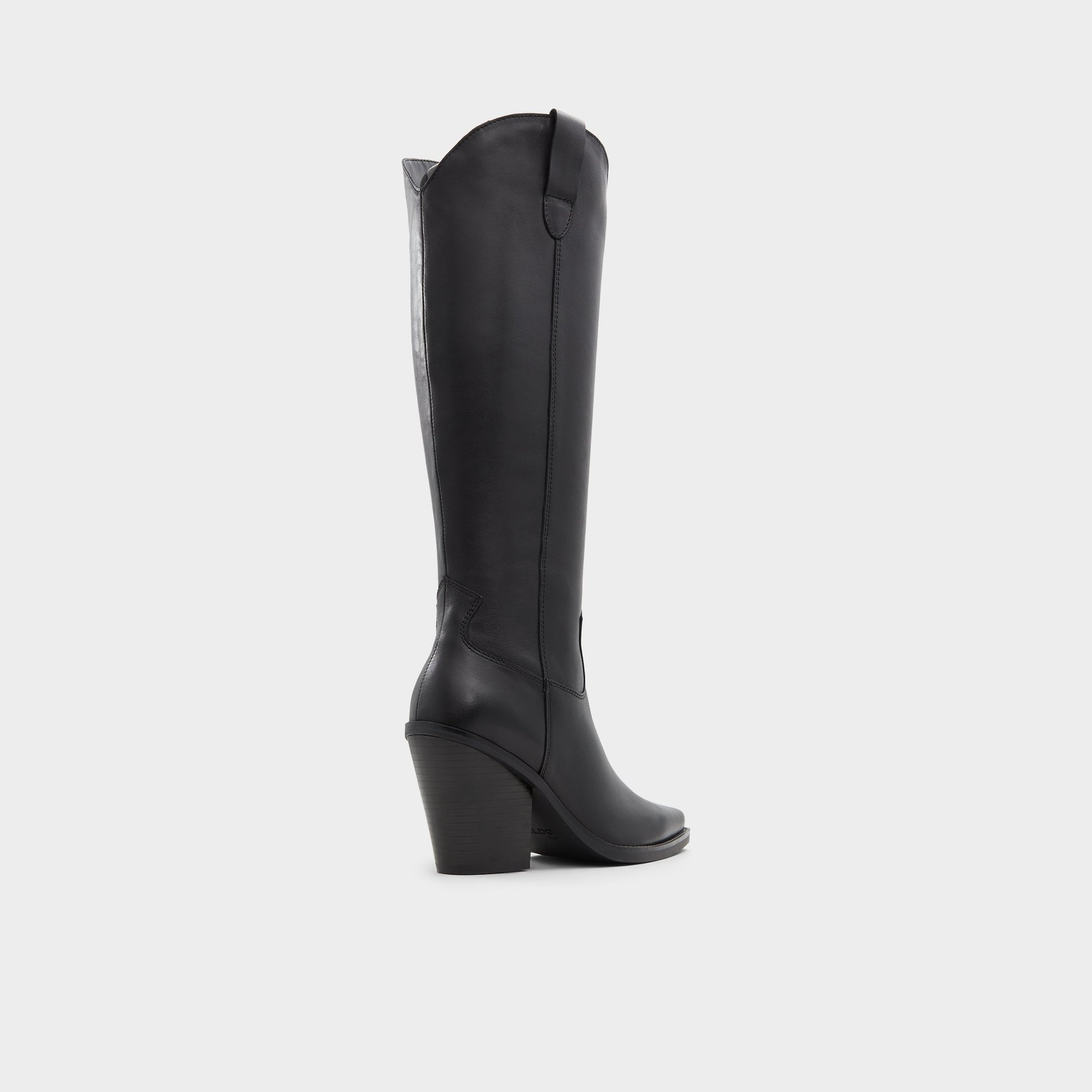 Three-quarter angle of Other black Nevada Over-the-knee western boot's back side
