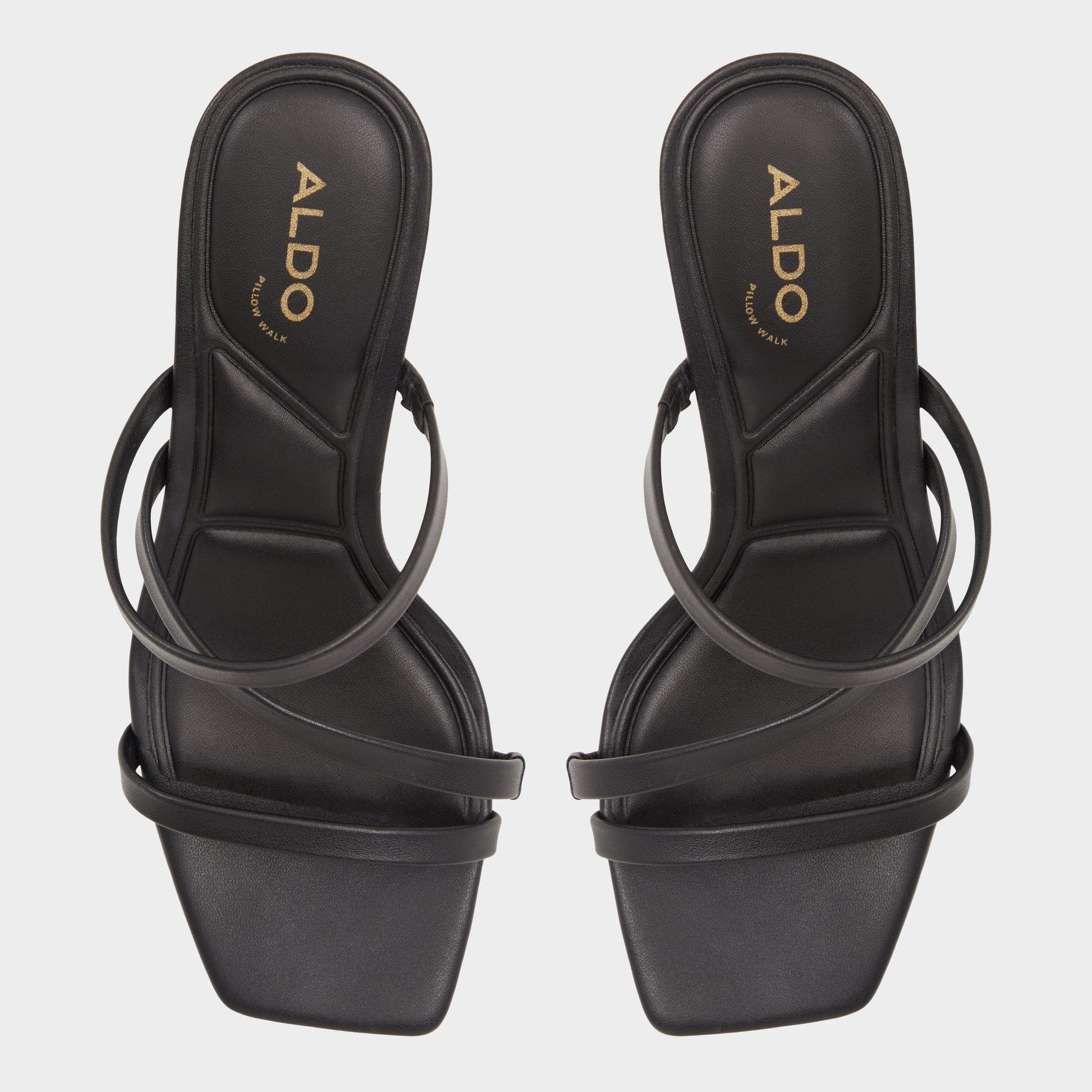 Top-down view of the Black Jewella Strappy heeled sandal