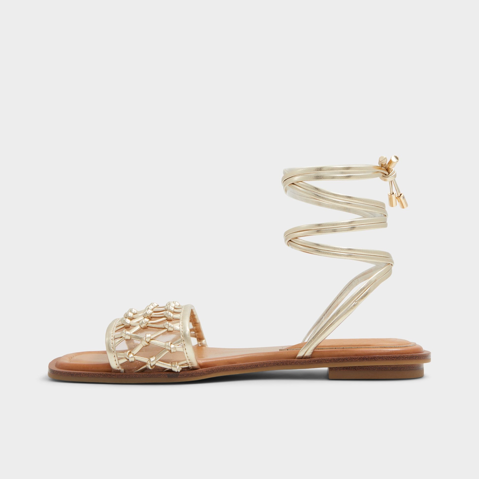 Side view of Gold Seazen Flat sandal