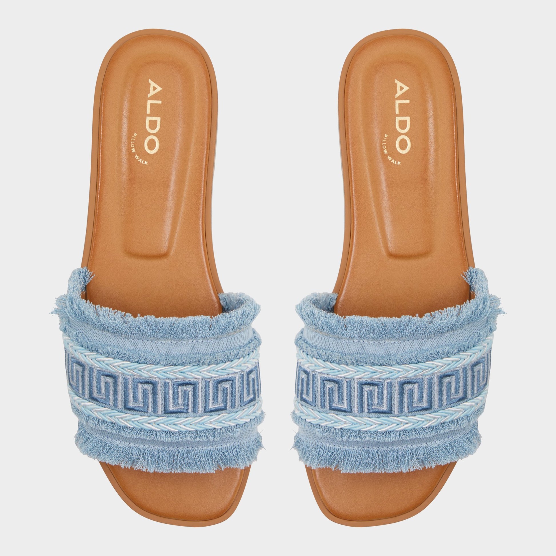 Top-down view of the Medium Blue Nalani Slide sandal