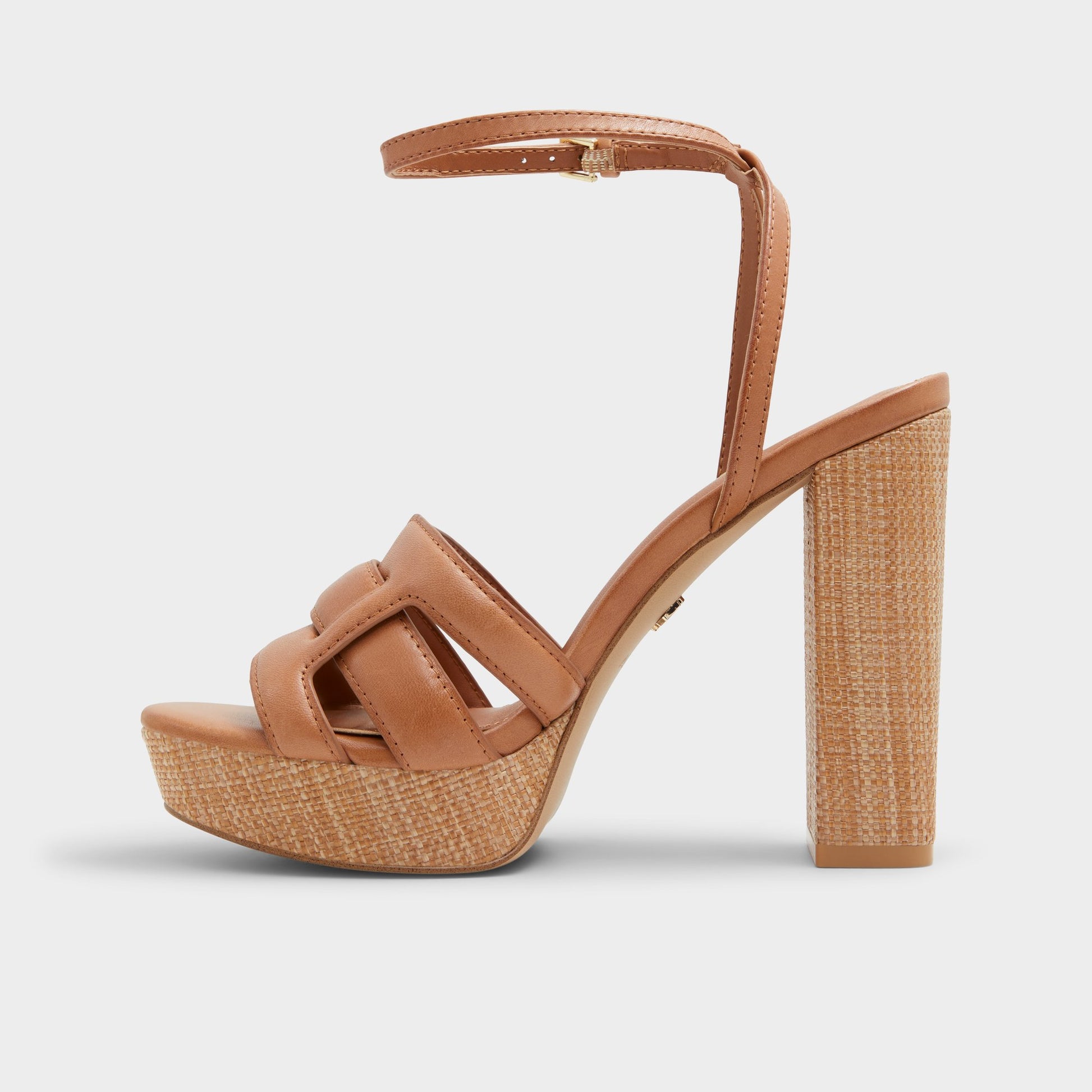 Side view of Medium Brown Valaberel Strappy heeled sandal