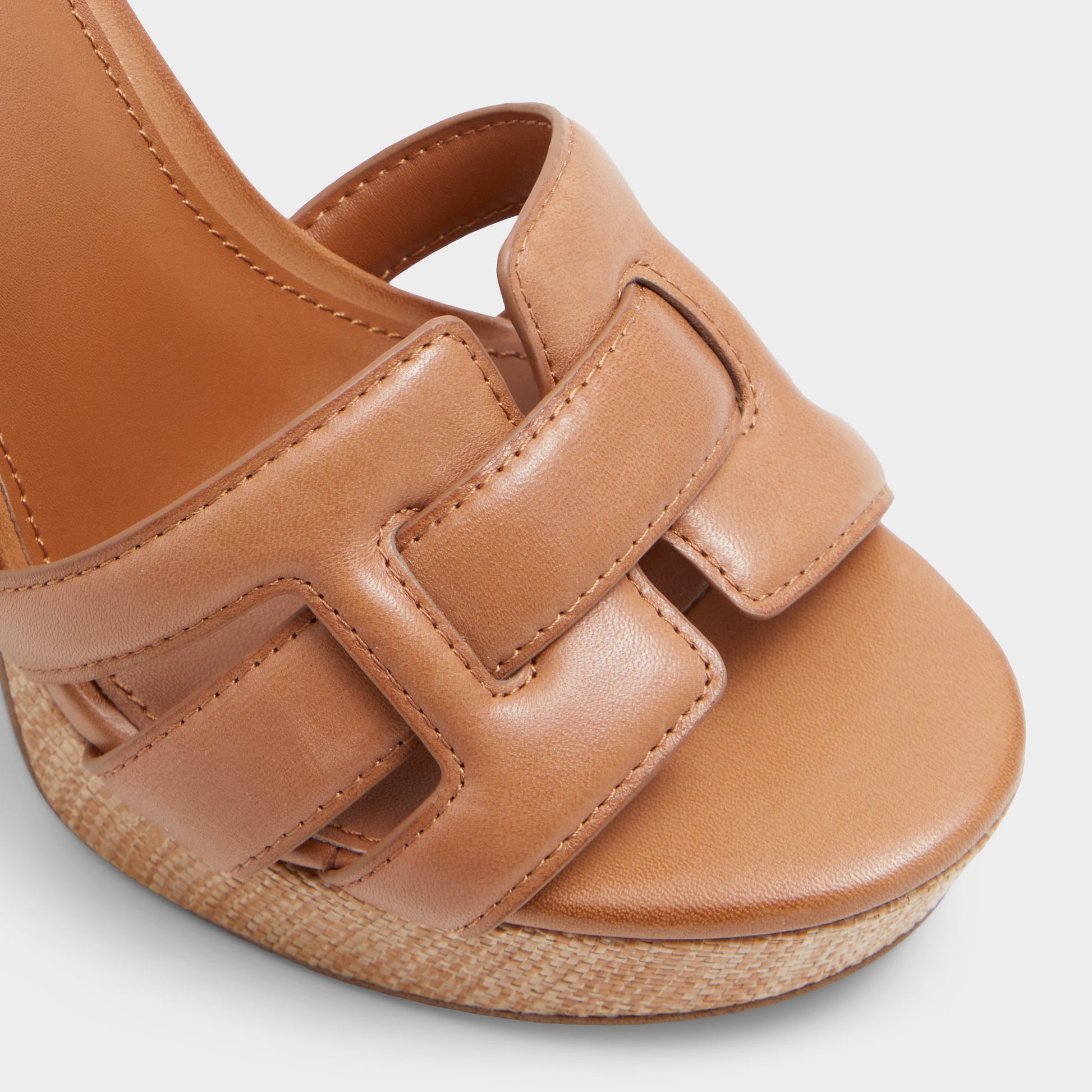 Close-up of the Medium Brown Valaberel Strappy heeled sandal