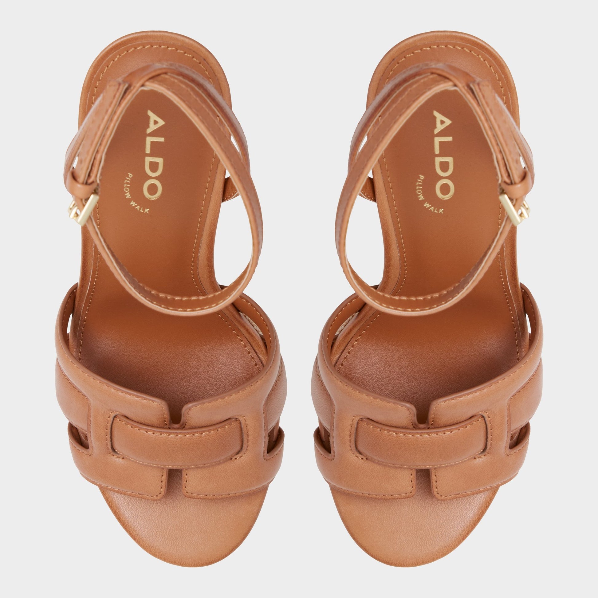 Top-down view of the Medium Brown Valaberel Strappy heeled sandal