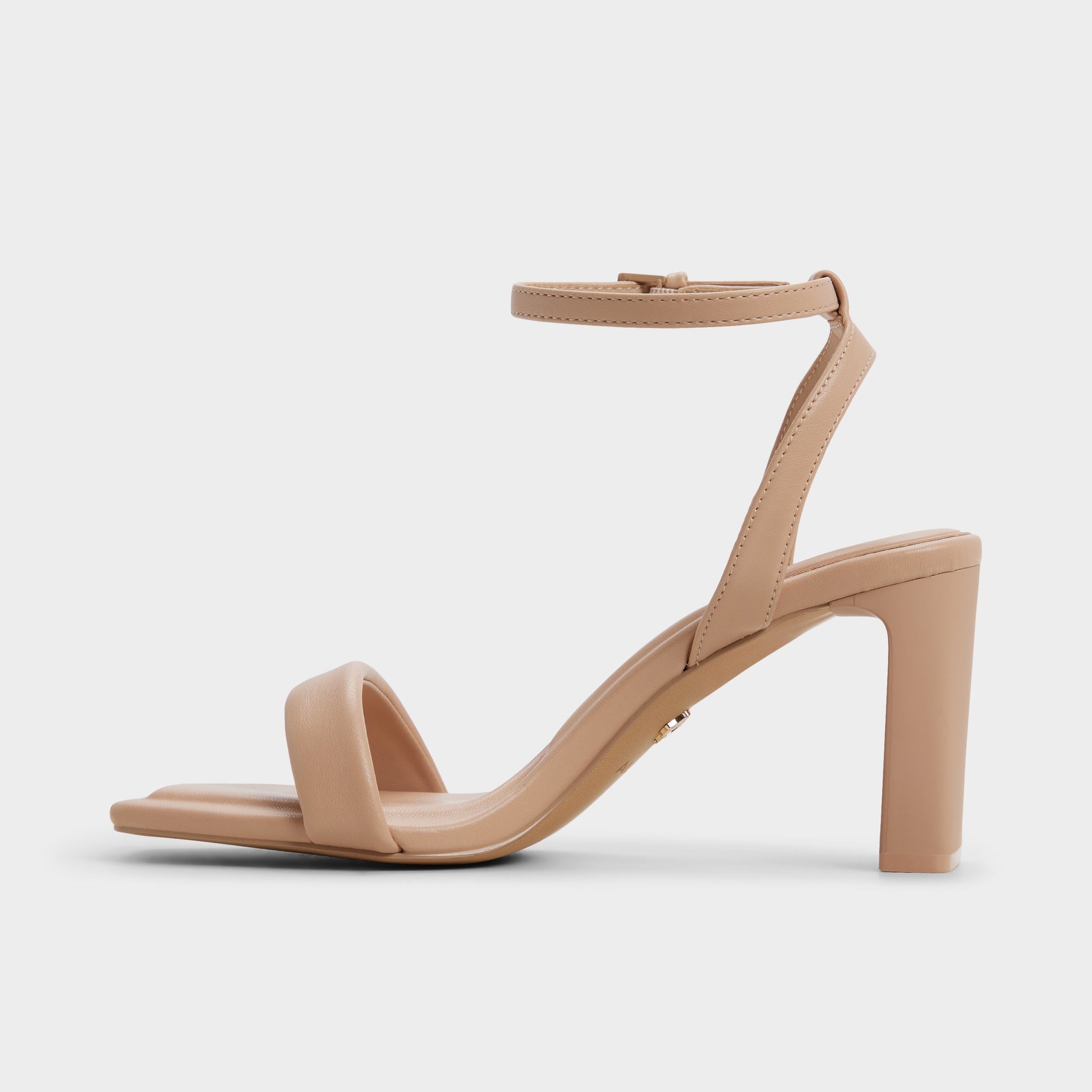 Side view of Bone Aurorai Strappy heeled sandal