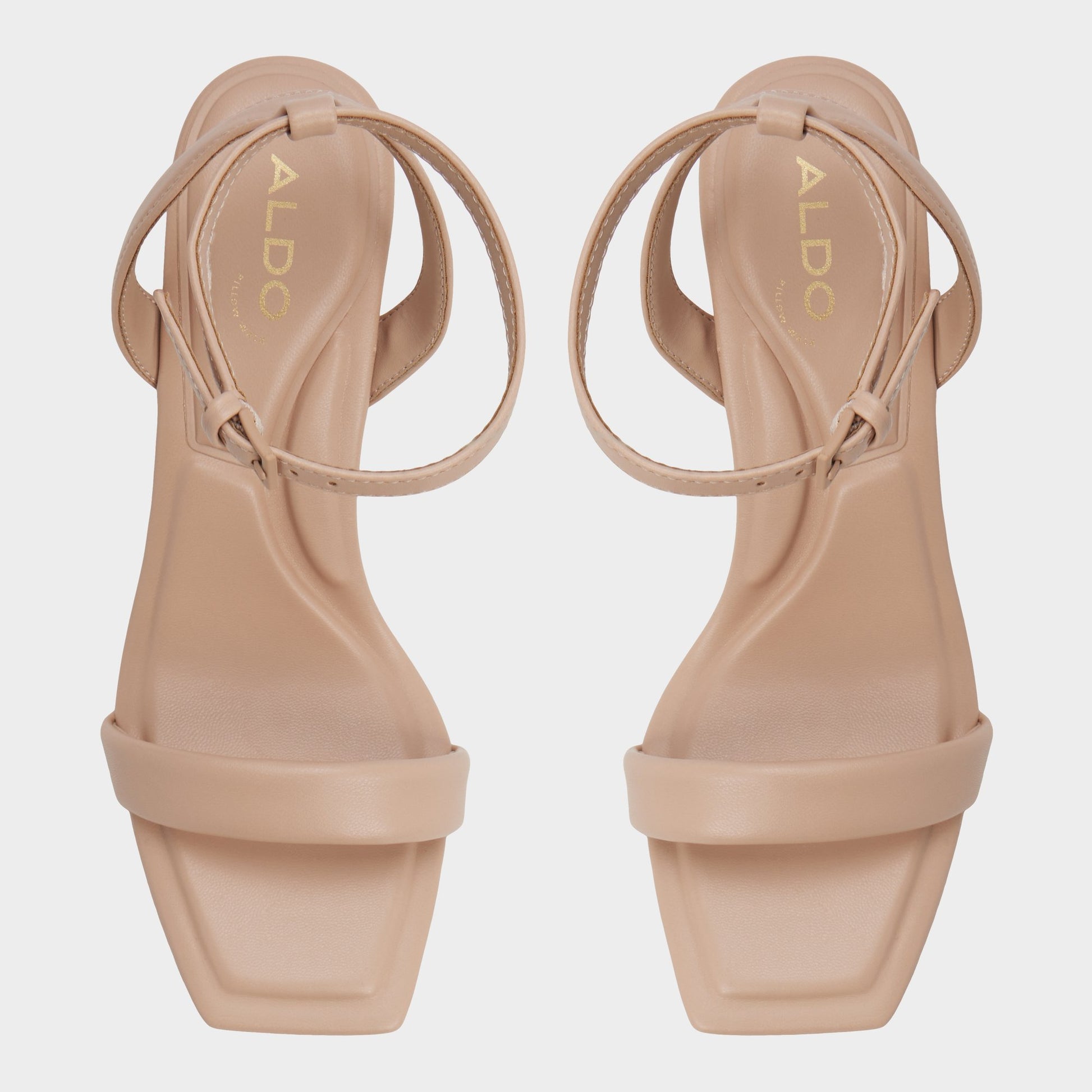 Top-down view of the Bone Aurorai Strappy heeled sandal