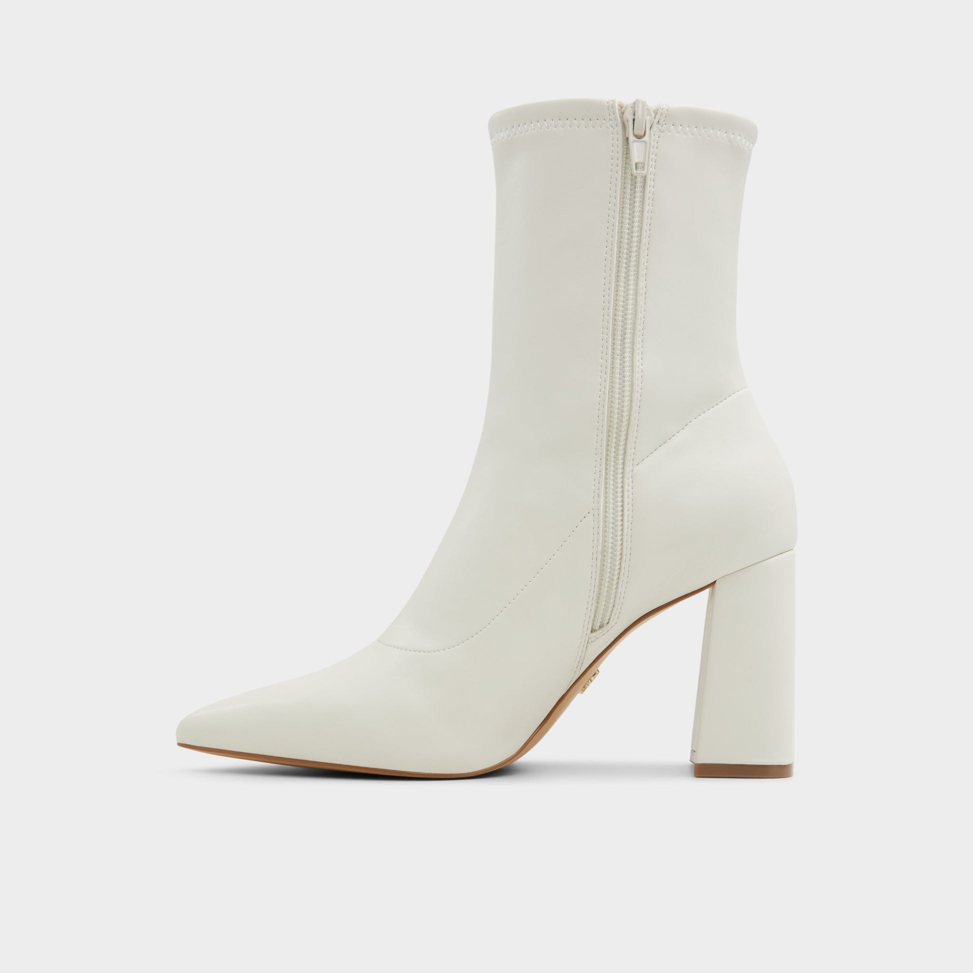 Side view of White/Bone Figtree Ankle boot