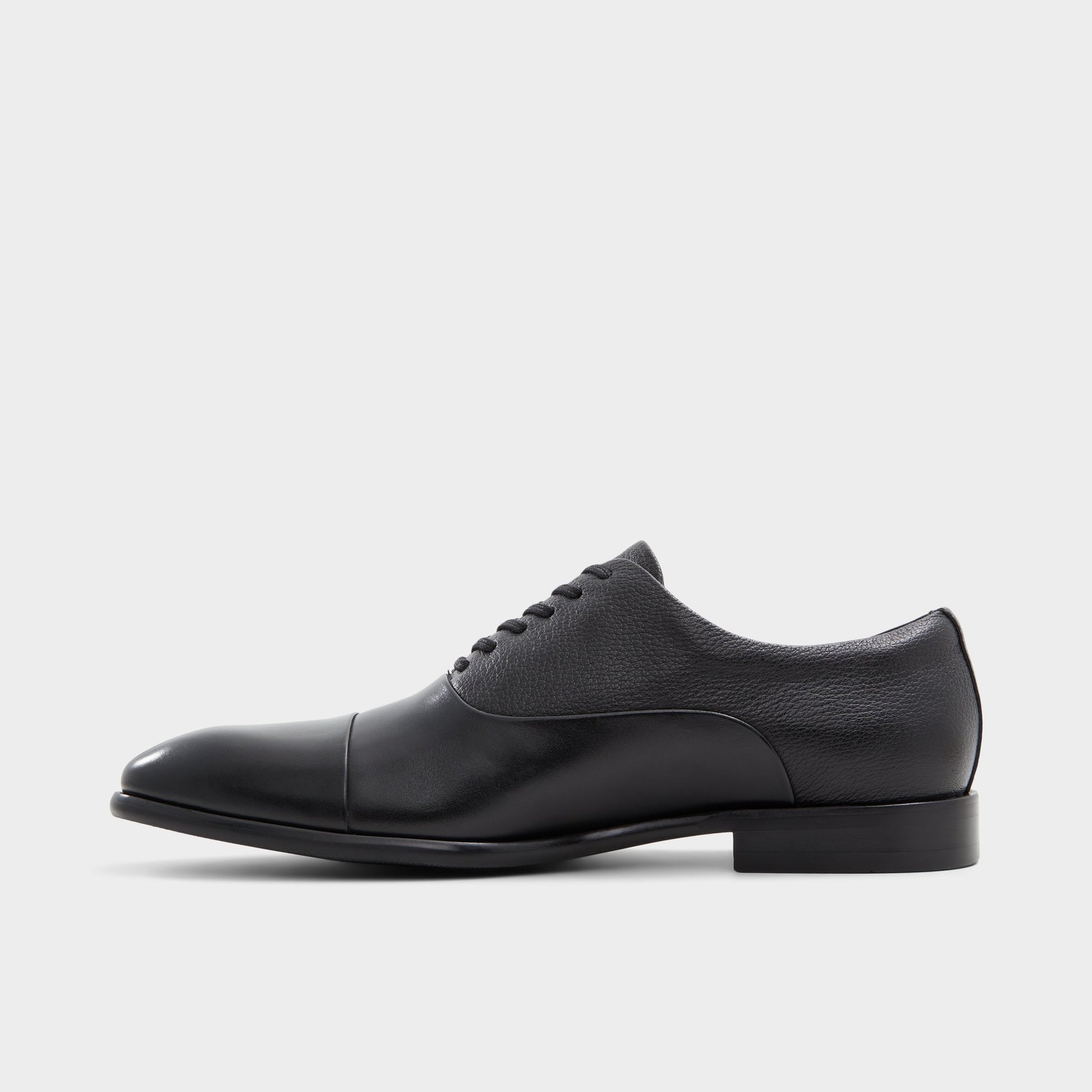 Side view of Open Black Meekes Oxford shoe