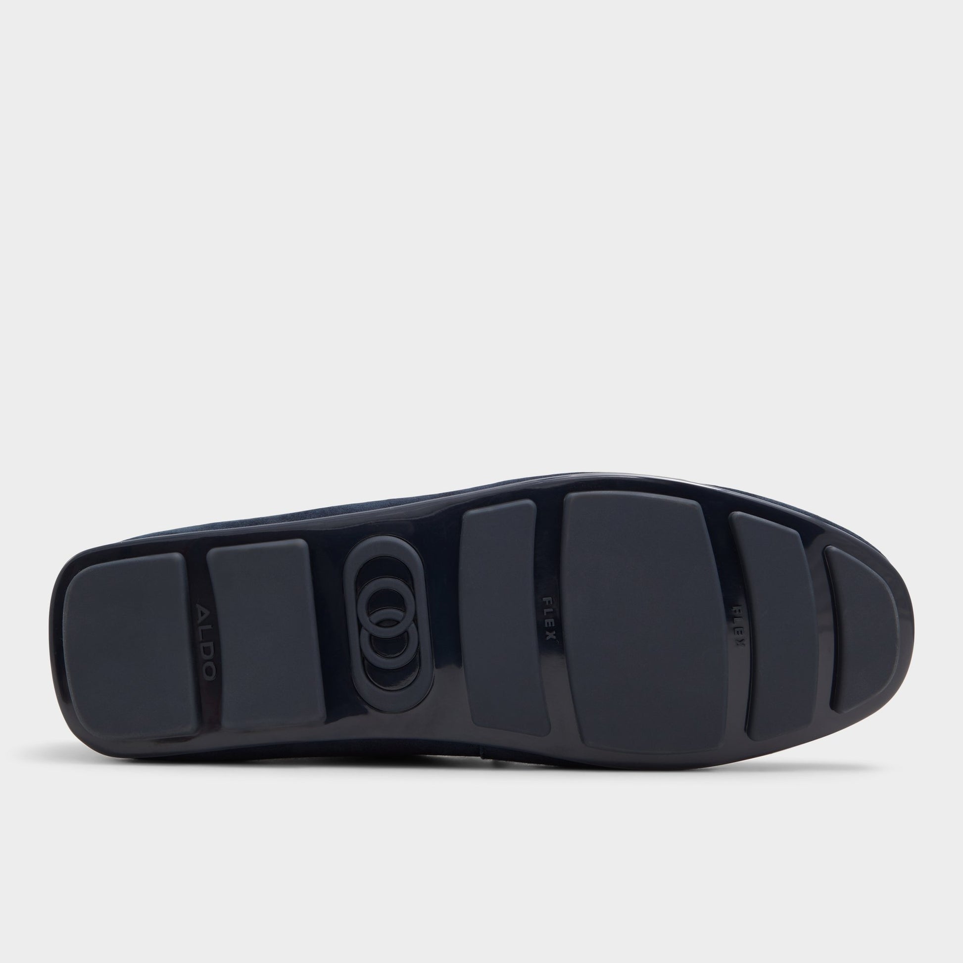 View of Navy Spanner Driving shoe's sole