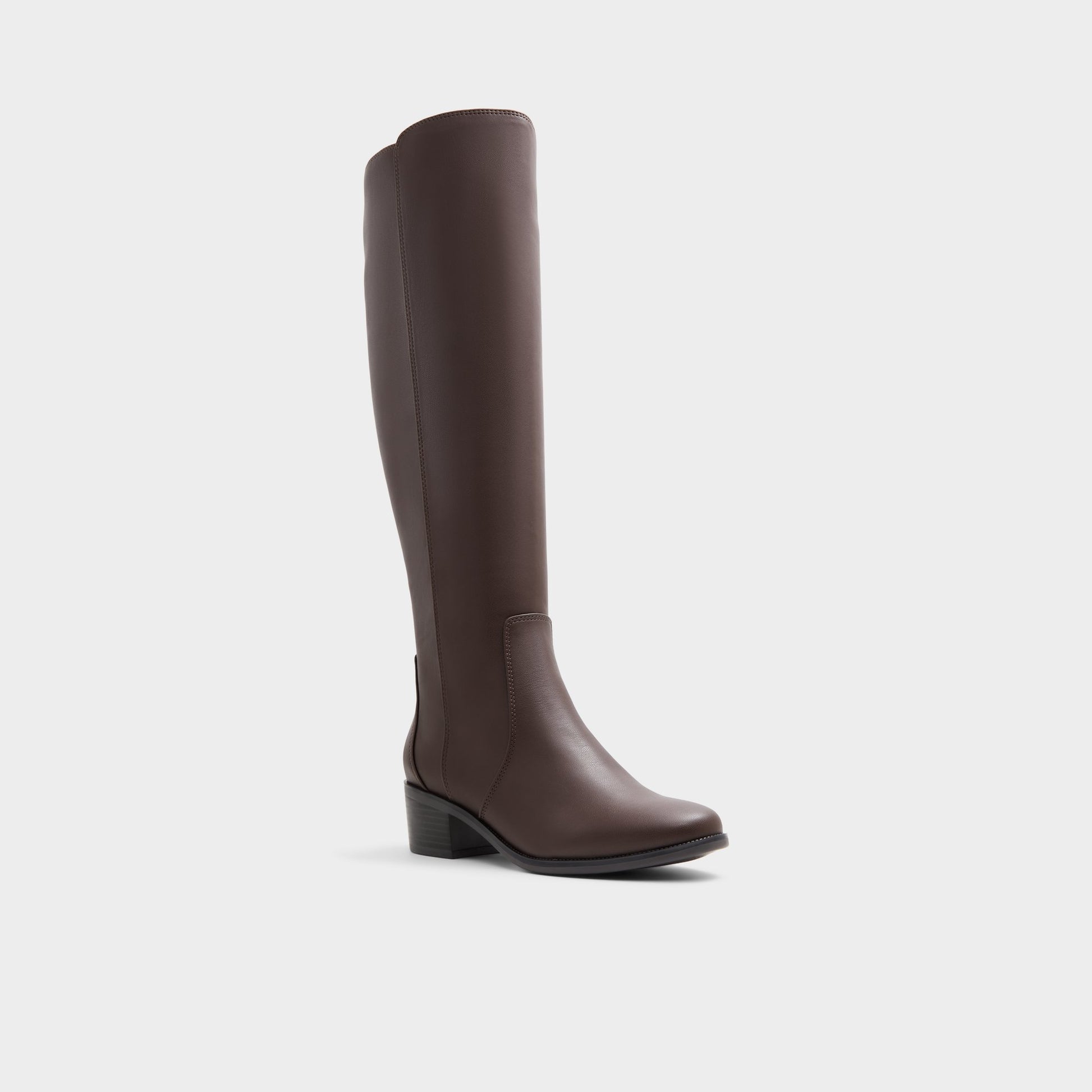 Three-quarter angle of Dark Brown Tanerdee Knee-high boot's front side