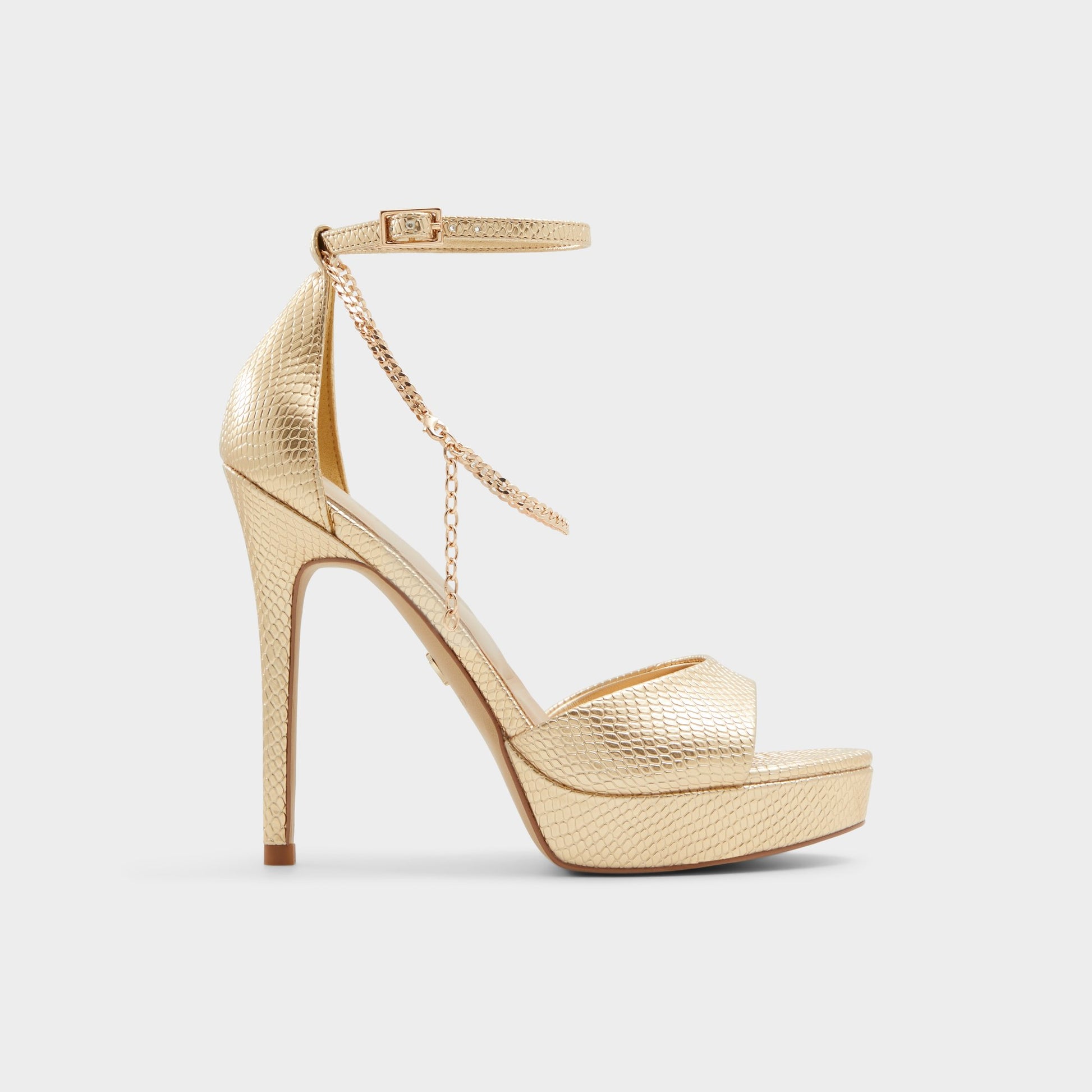Main View of Gold Afumeth Strappy heeled sandal for Womens