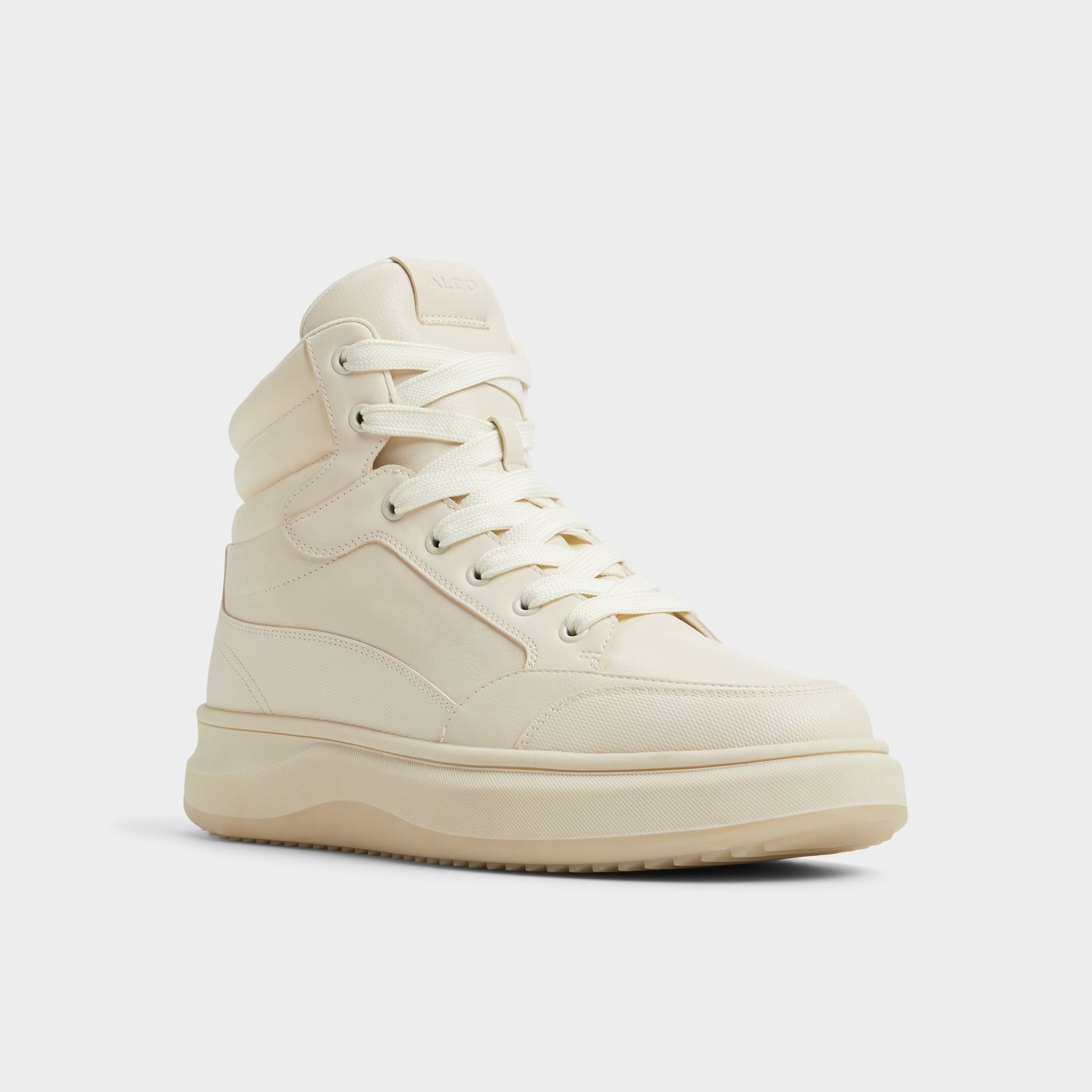 Three-quarter angle of Bone Strato Lace-up boot's front side