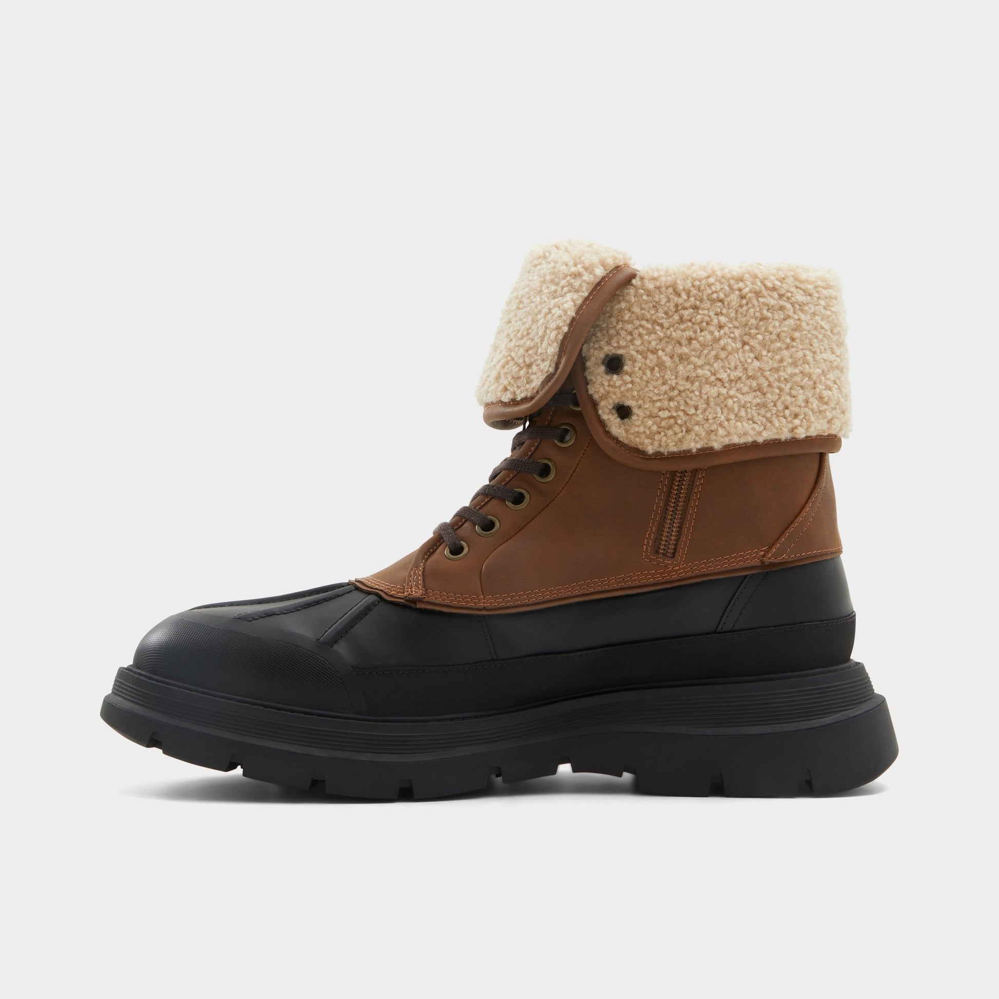 Side view of Cognac Delburn Lace-up boot