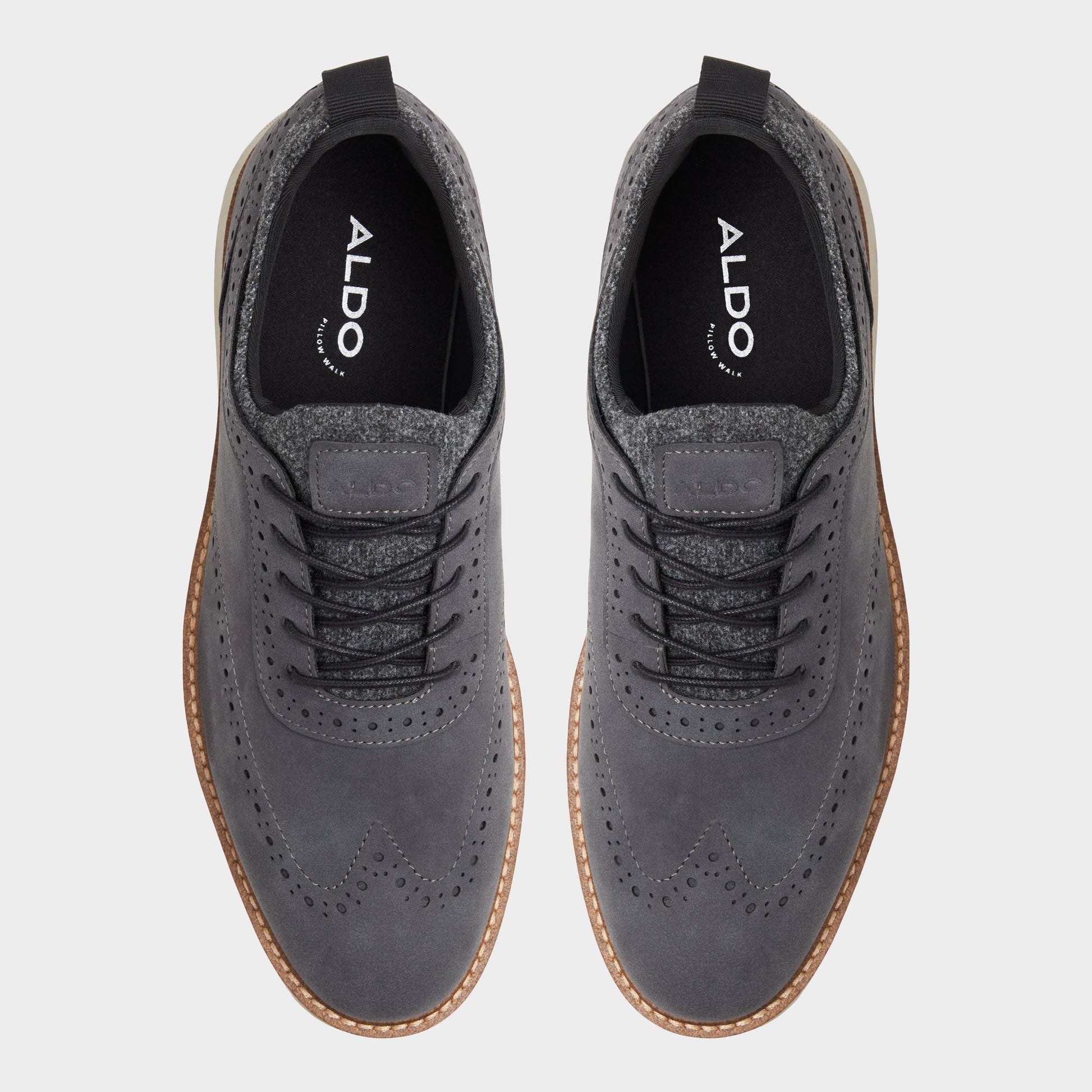 Top-down view of the Grey Kalister Oxford shoe