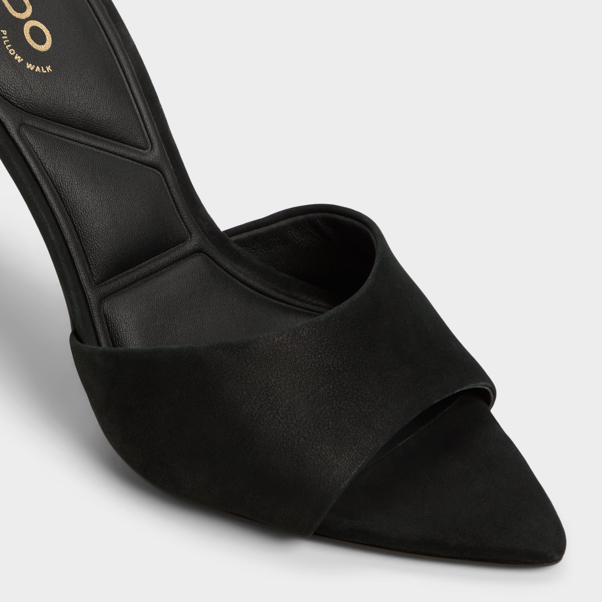Close-up of the Other Black Seashella Heeled mule