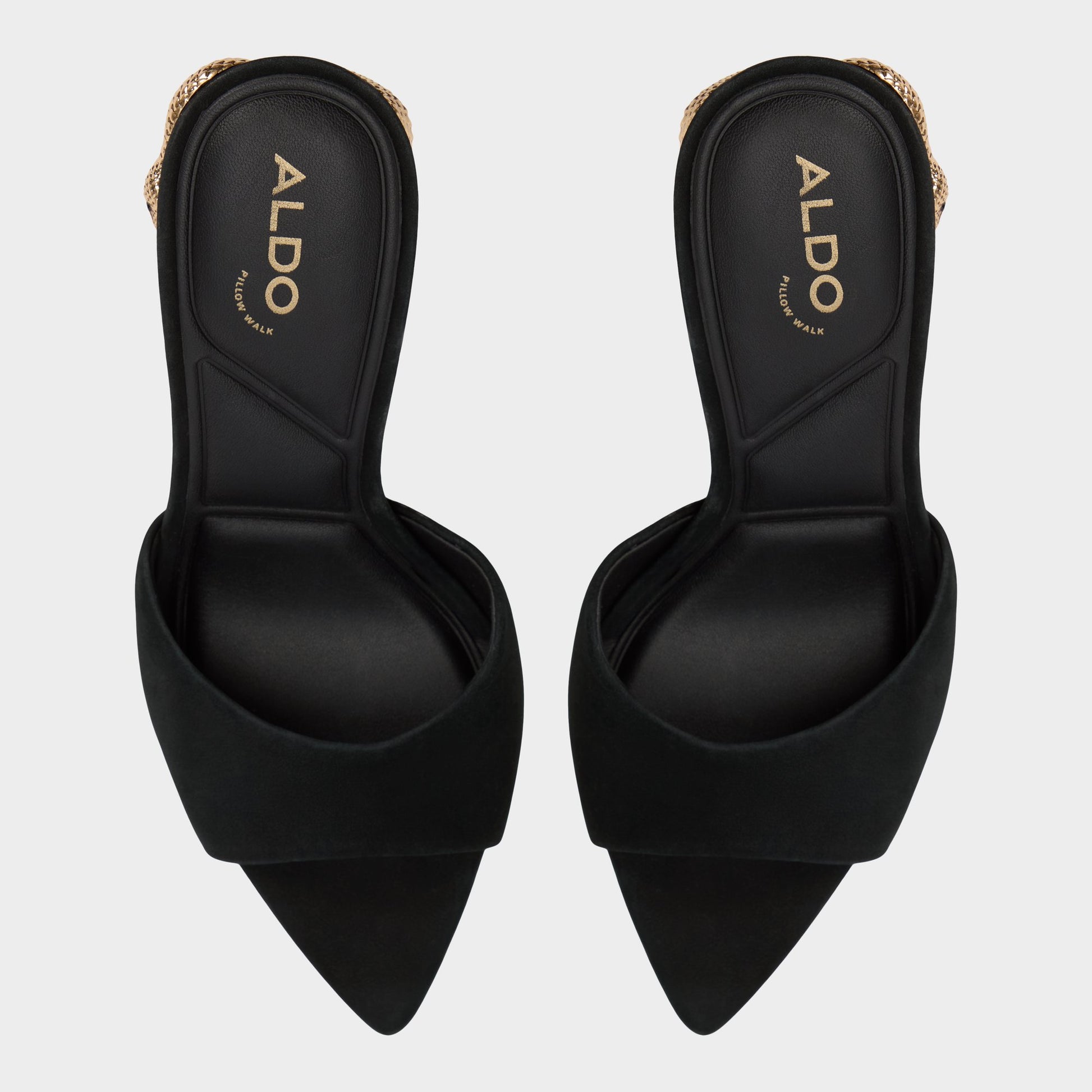 Top-down view of the Other Black Seashella Heeled mule