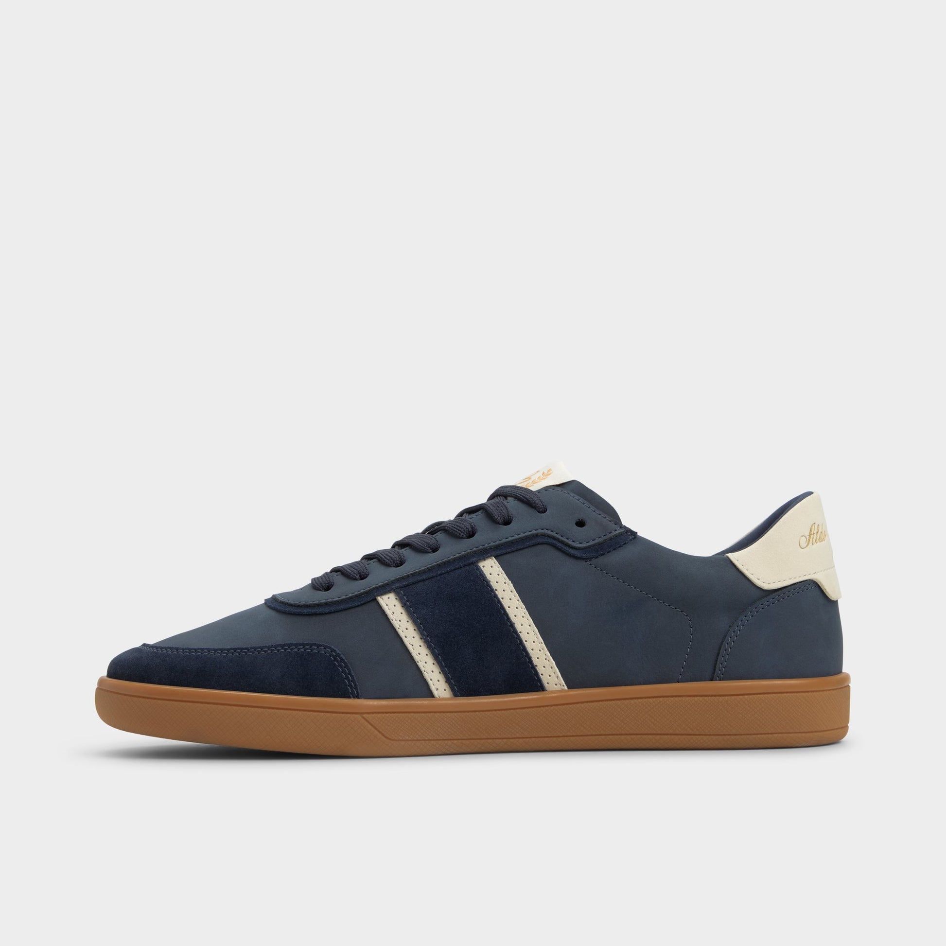 Side view of Navy Uptown Low top sneaker