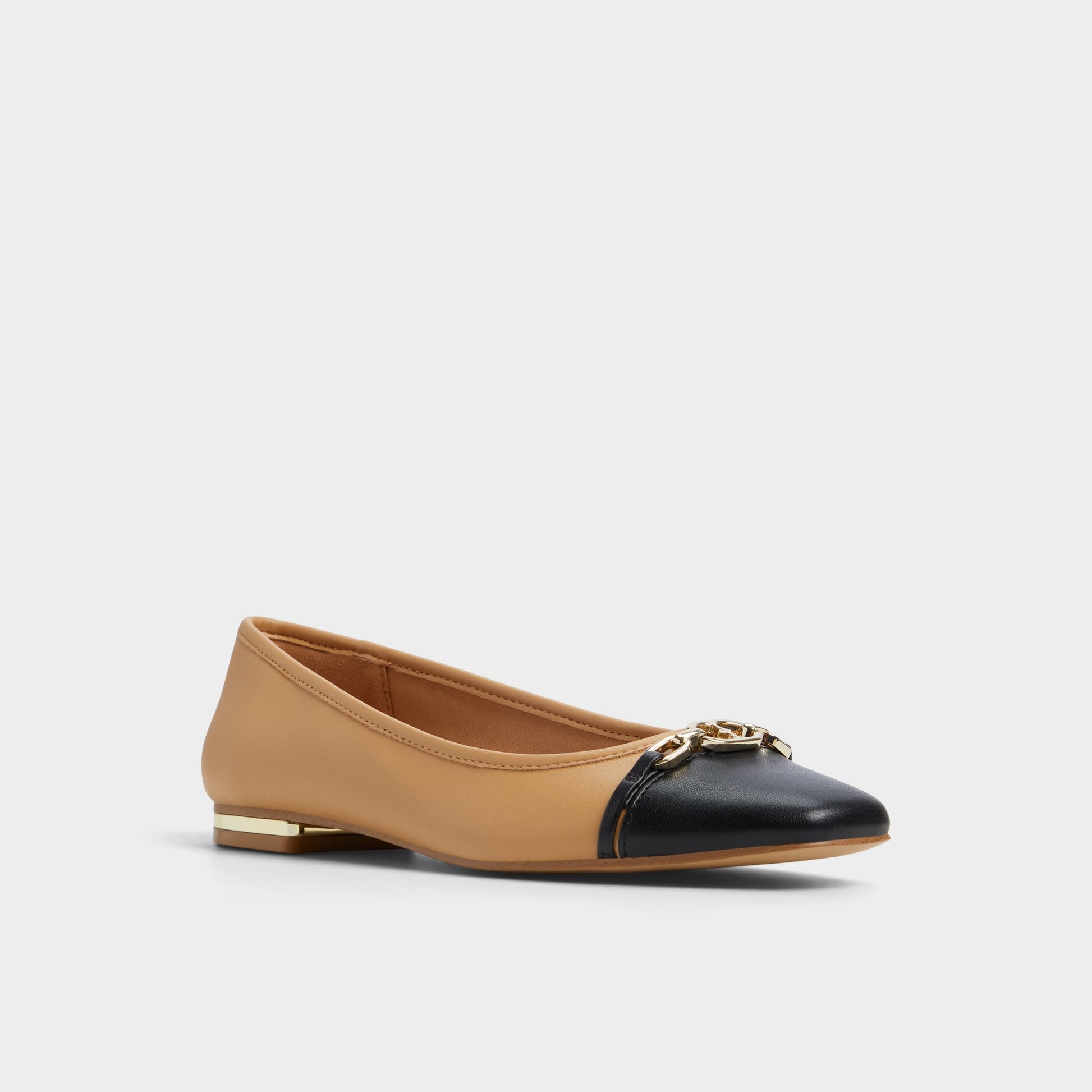 Three-quarter angle of Beige Krishelle Ballerina's front side