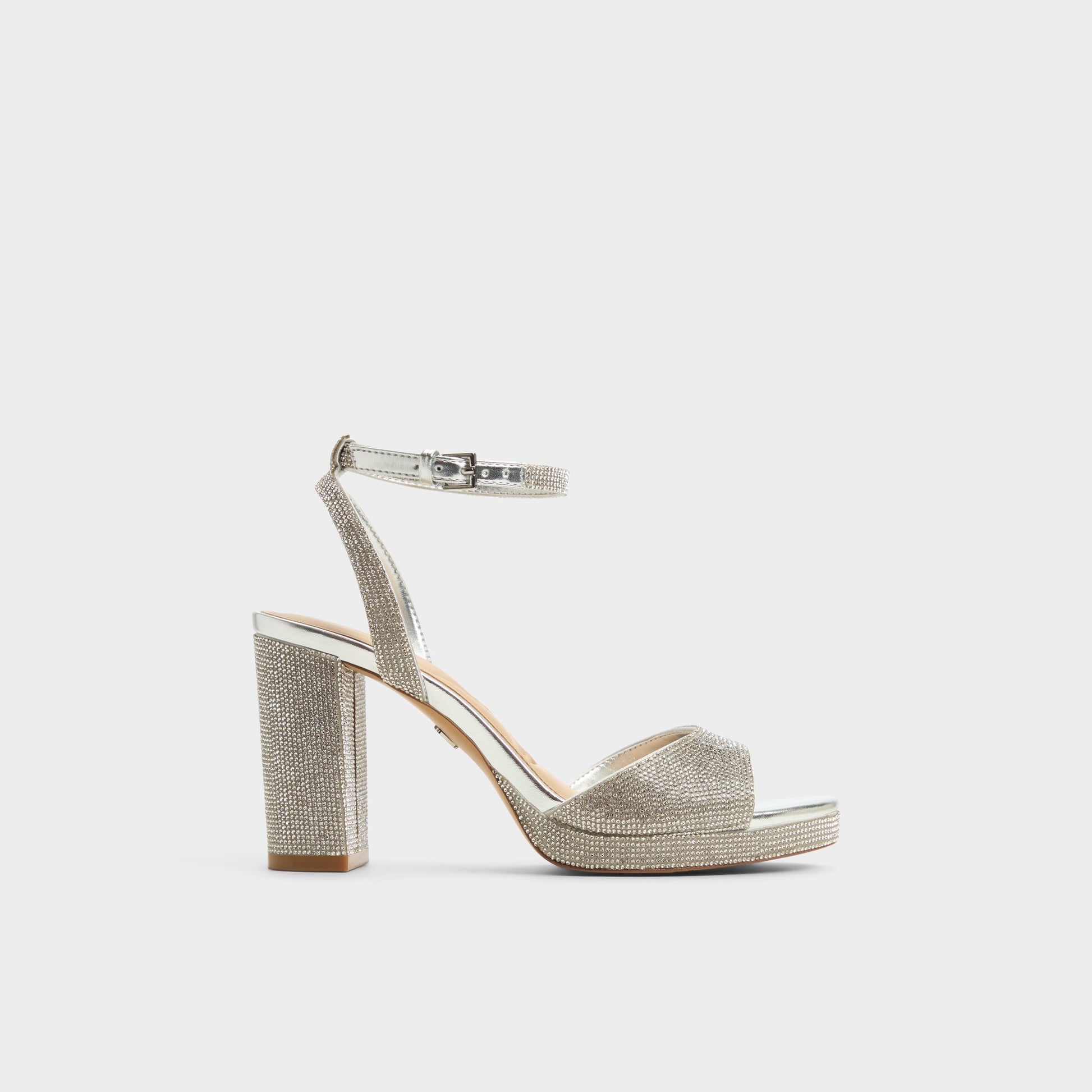 Main View of Silver Alluring Strappy heeled sandal for Womens