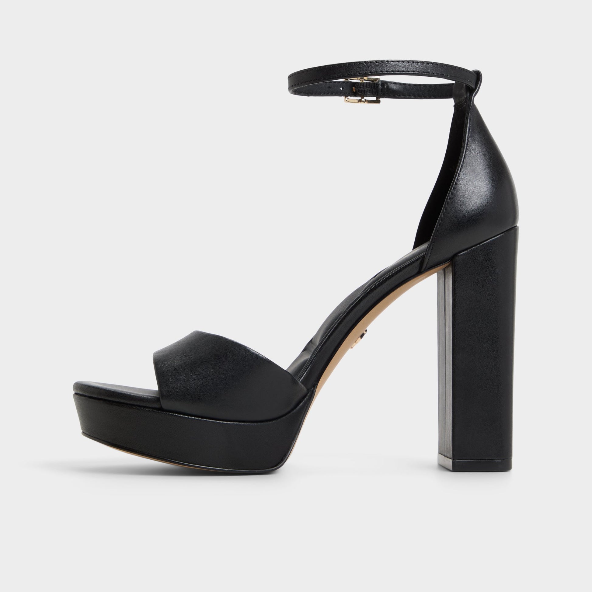 Side view of Other Black Enaegyn2.0 Strappy heeled sandal