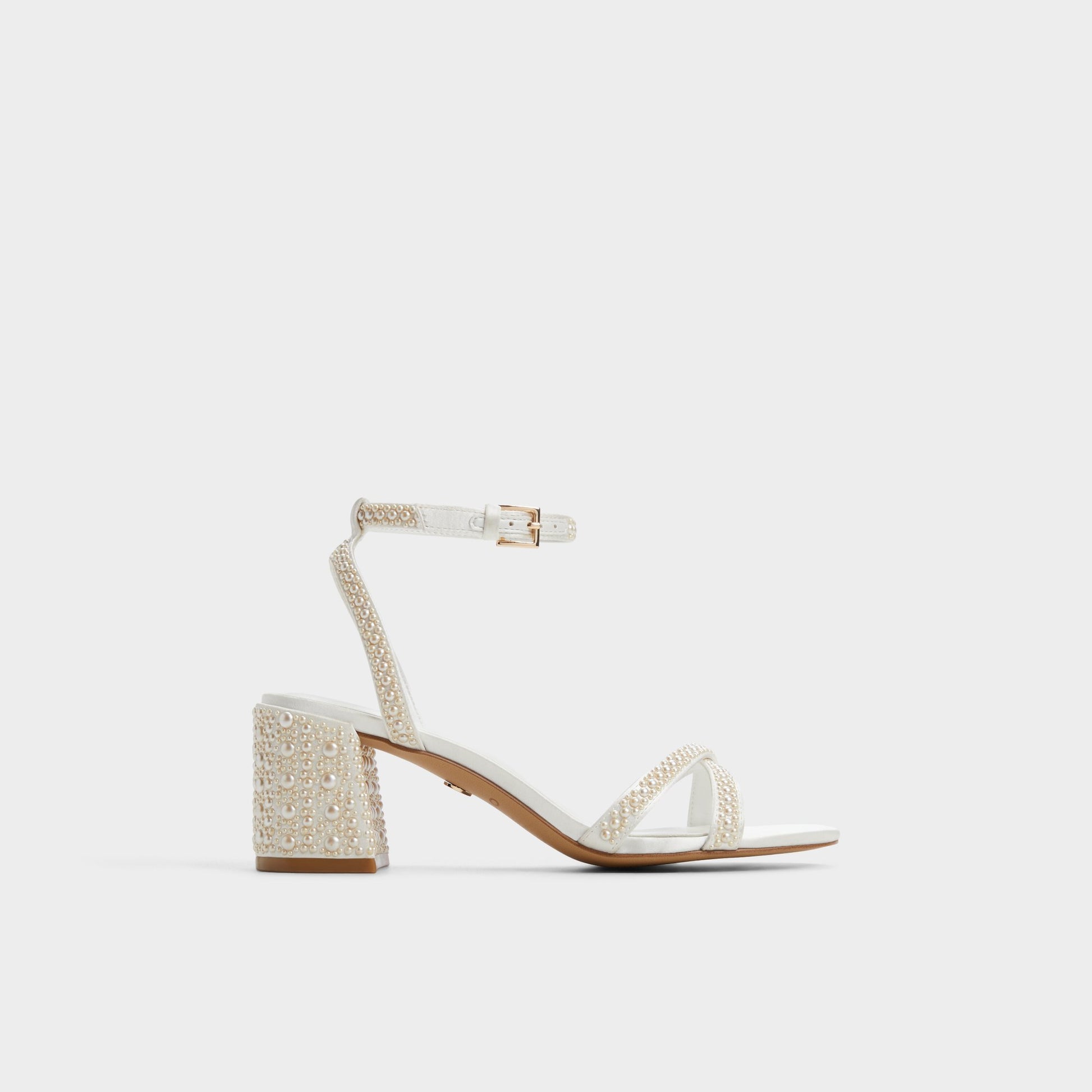 Main View of Other White Bouclettie Strappy heeled sandal for Womens