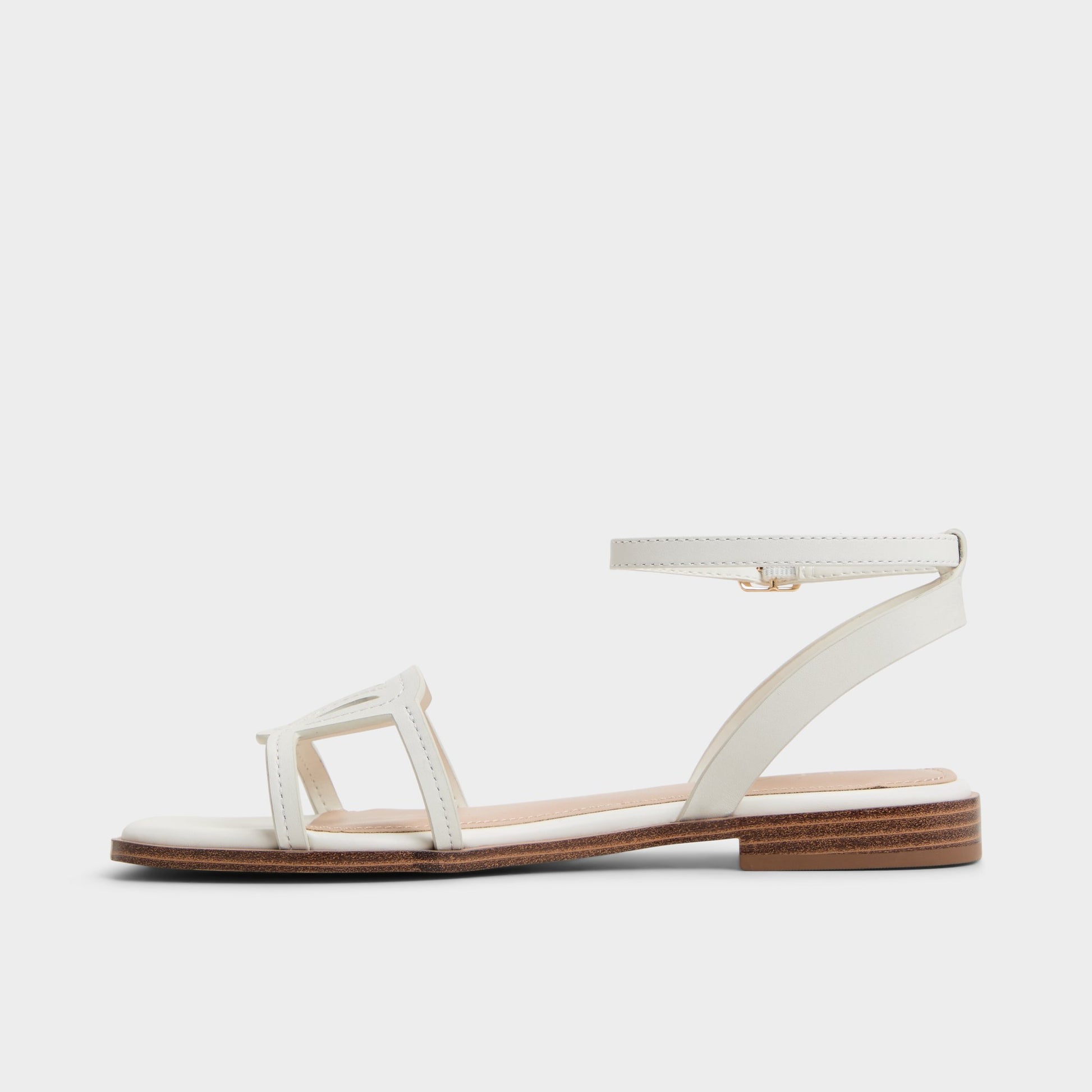 Side view of White Greengrove Flat sandal