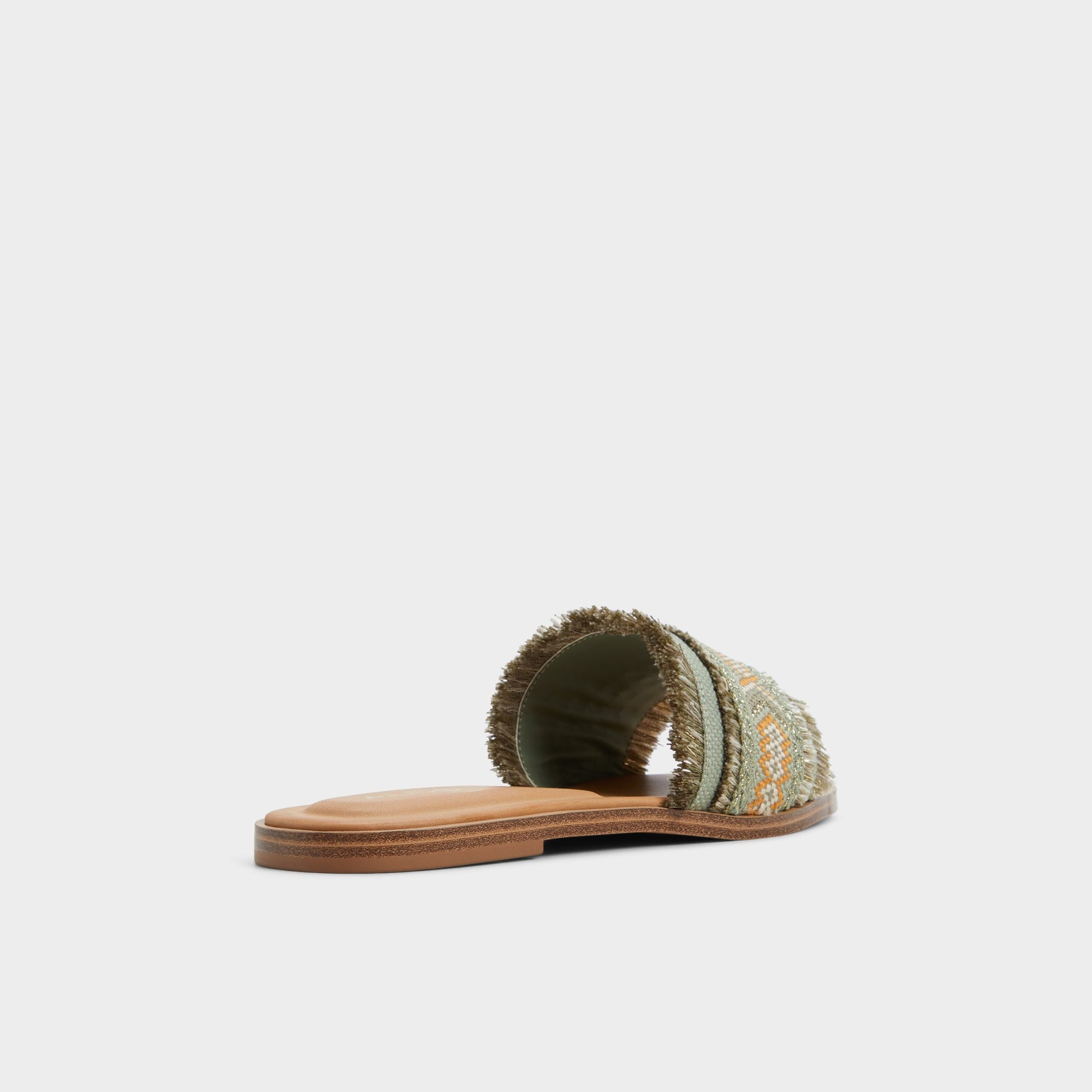 Three-quarter angle of Other Green Nalani Slide sandal's back side