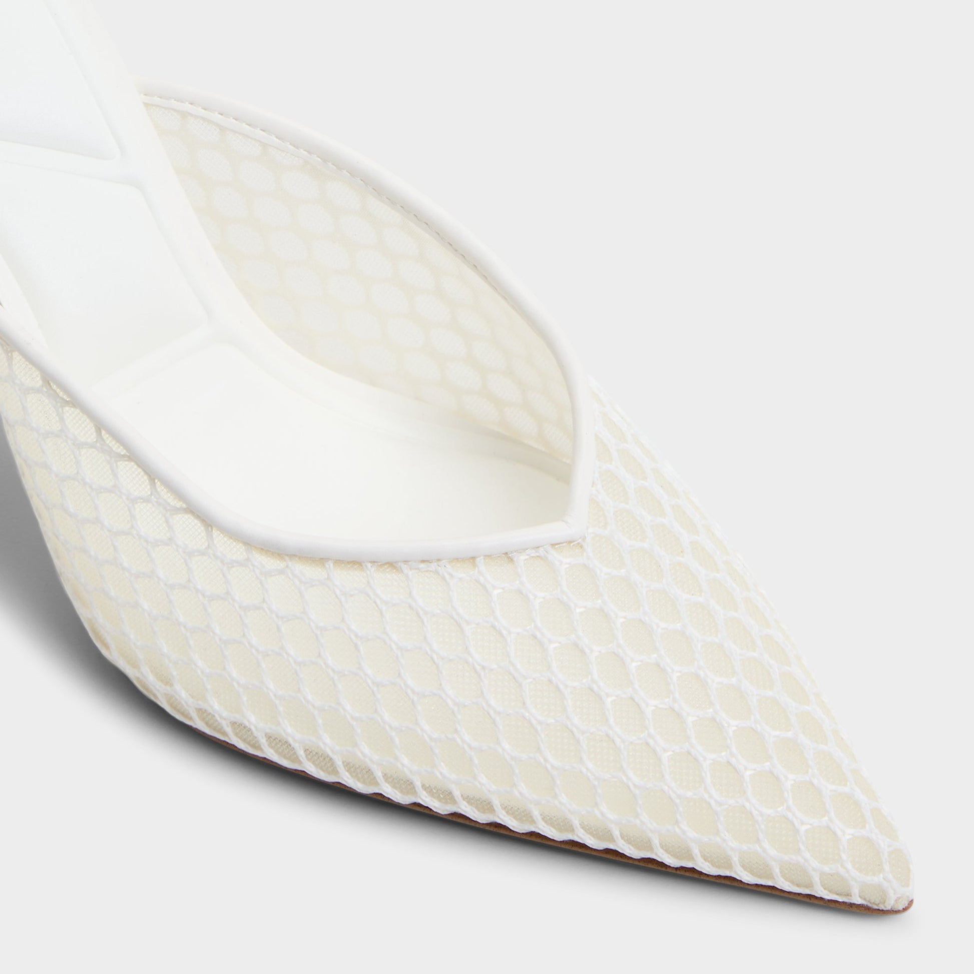 Close-up of the Open White Gamilia Heeled mule