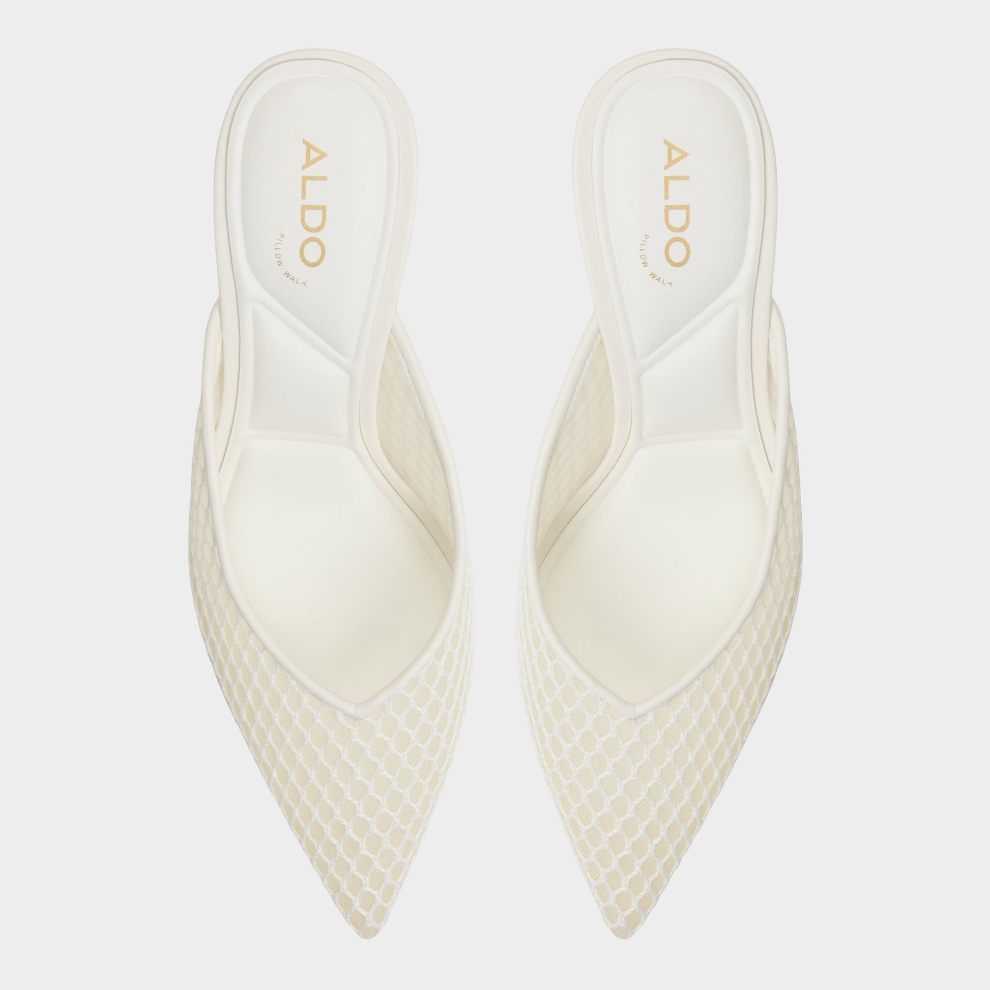 Top-down view of the Open White Gamilia Heeled mule