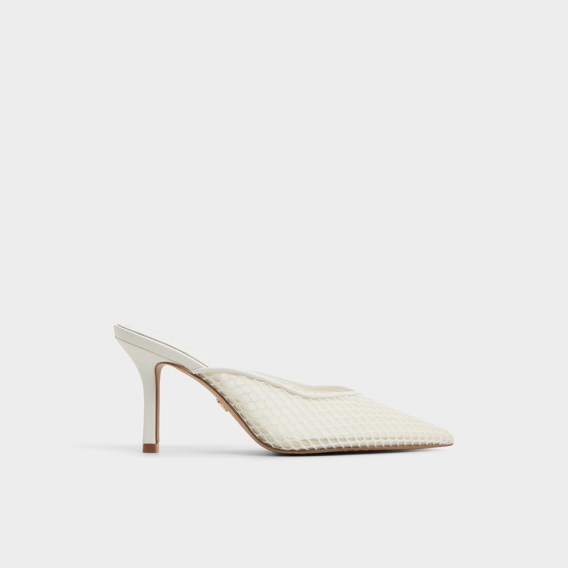 Main View of Open White Gamilia Heeled mule for Womens