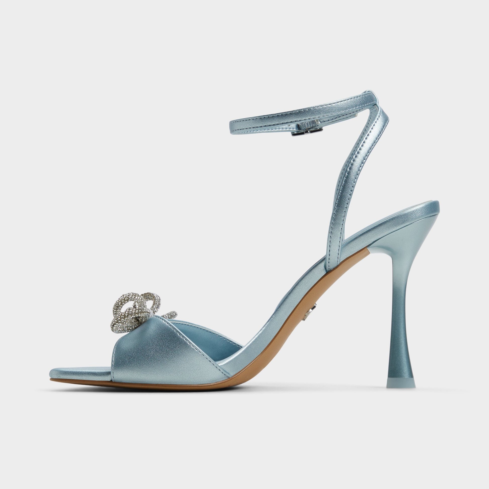 Side view of Other Blue Ozley Strappy heeled sandal
