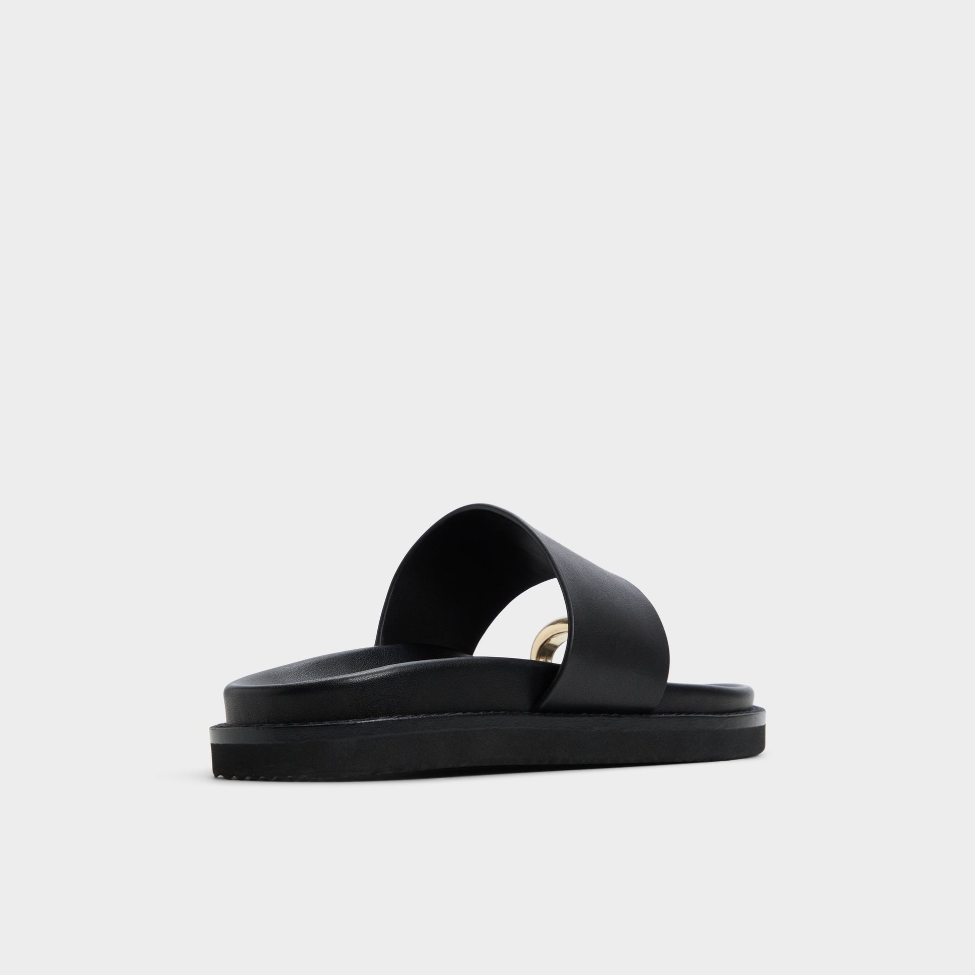 Three-quarter angle of Black Beachstroll Footbed sandal's back side