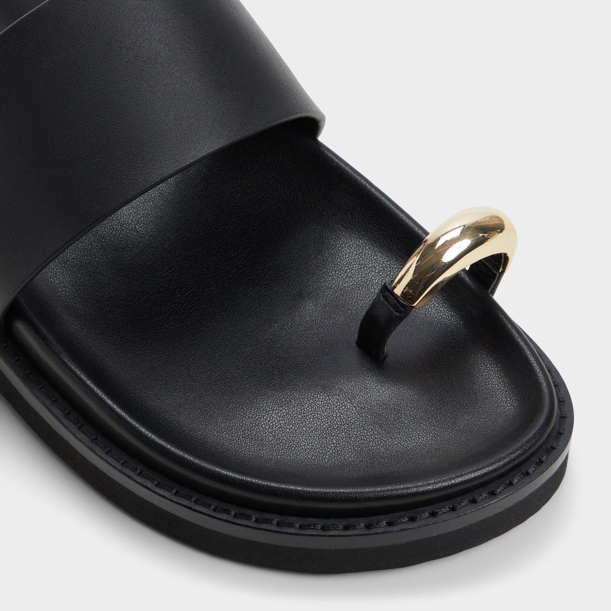 Close-up of the Black Beachstroll Footbed sandal