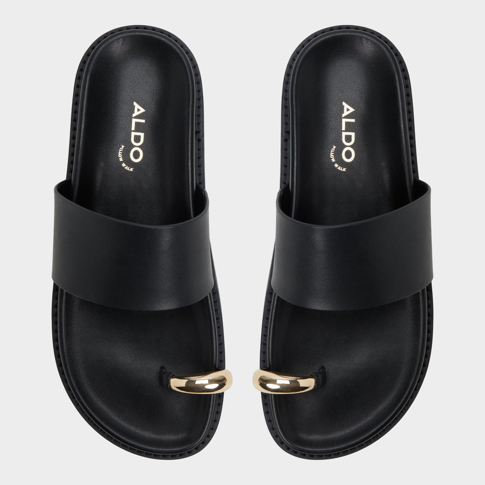 Top-down view of the Black Beachstroll Footbed sandal