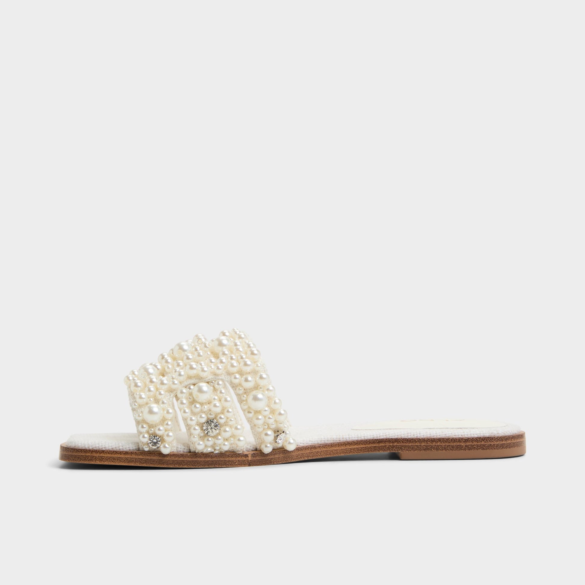 Side view of White Multi Eleny Slide sandal