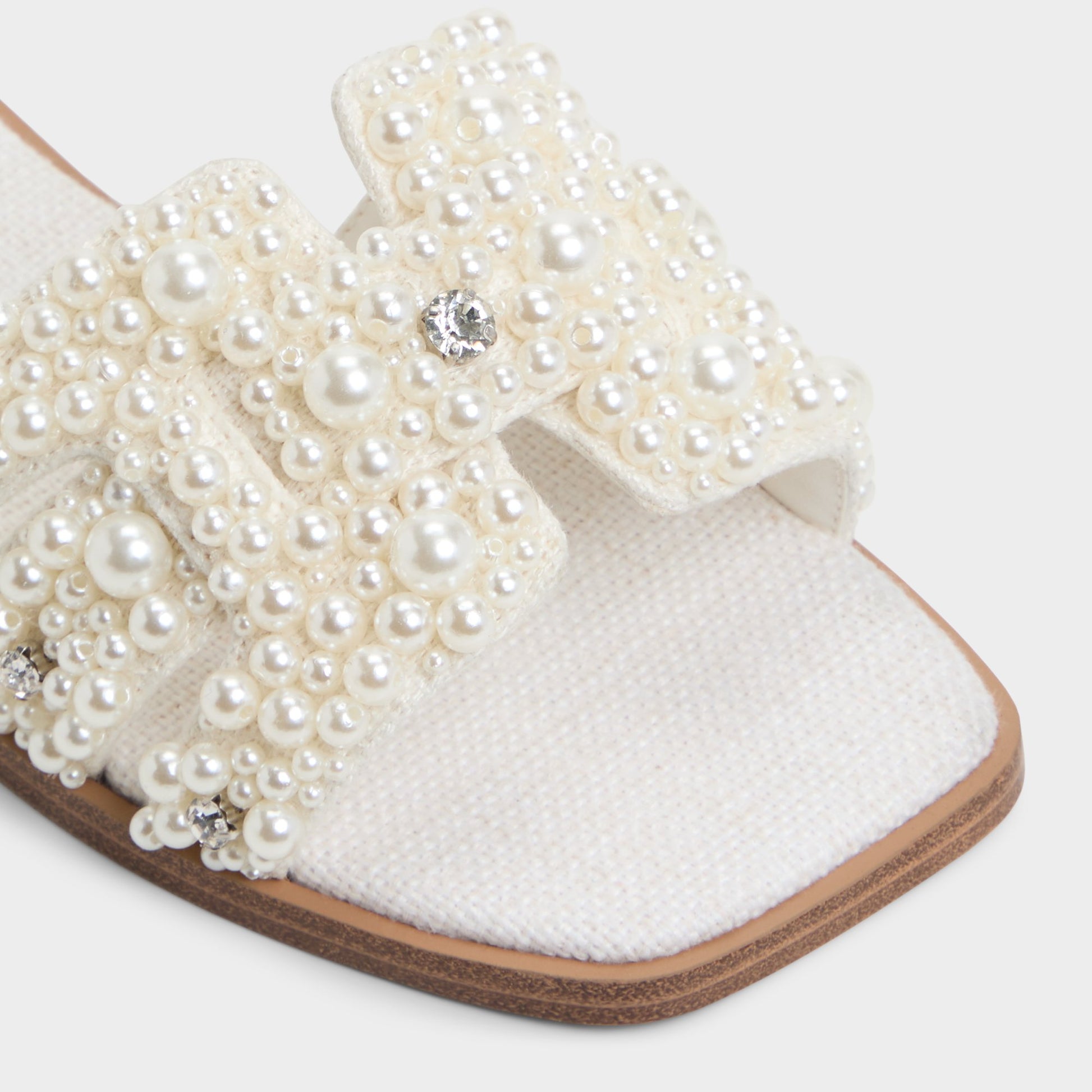 Close-up of the White Multi Eleny Slide sandal
