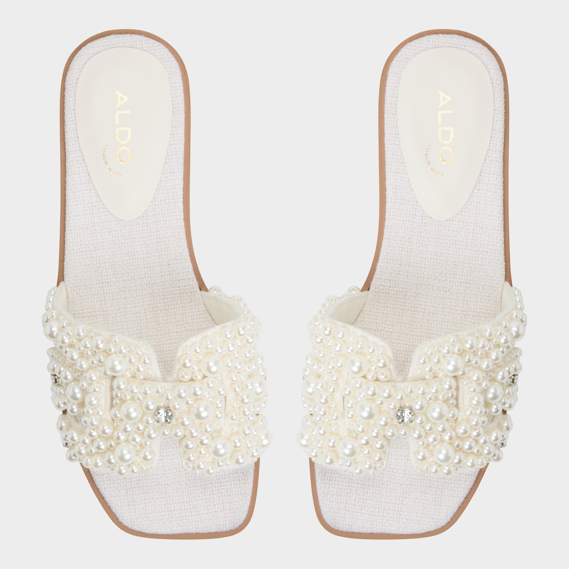 Top-down view of the White Multi Eleny Slide sandal