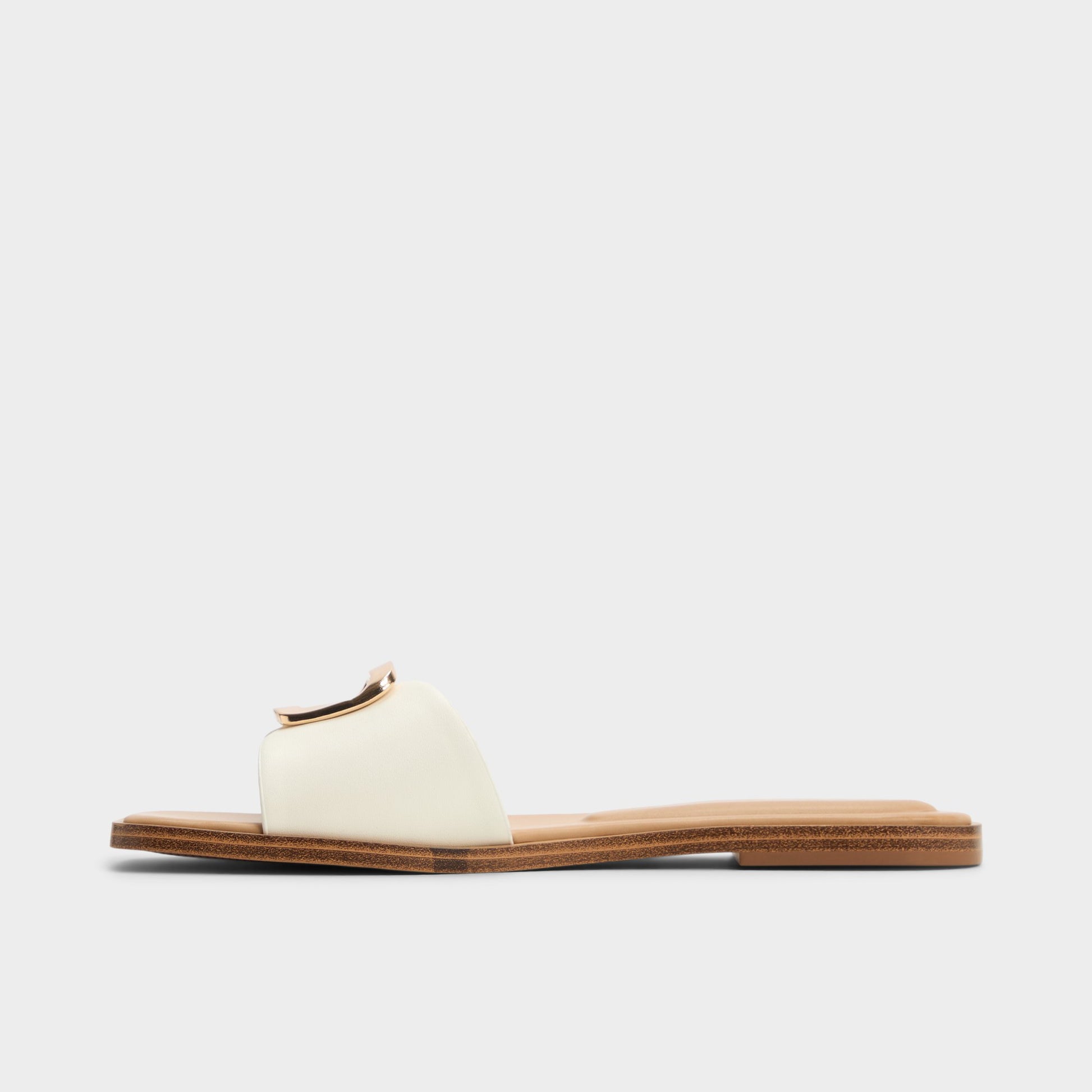 Side view of White Tidella Slide sandal
