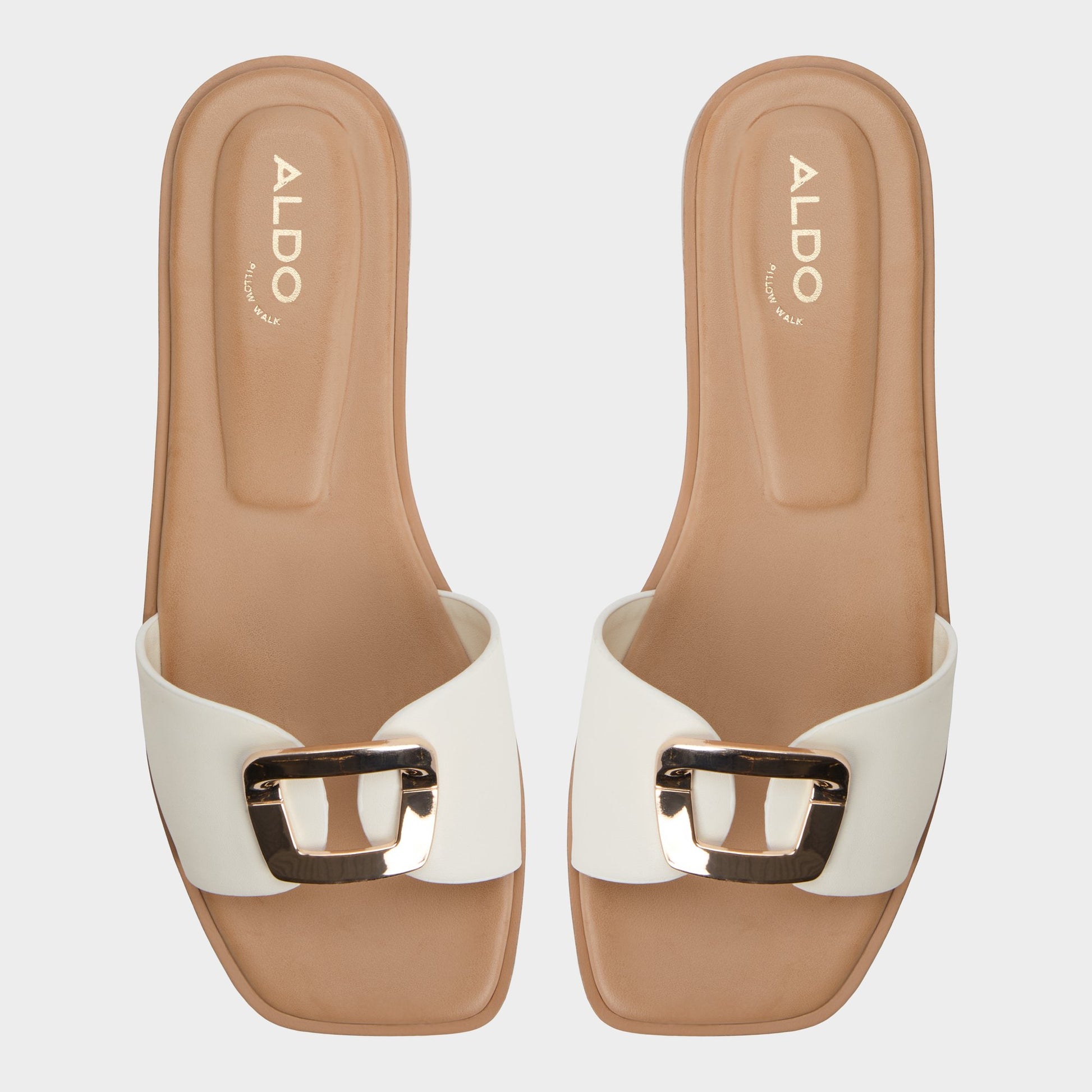 Top-down view of the White Tidella Slide sandal